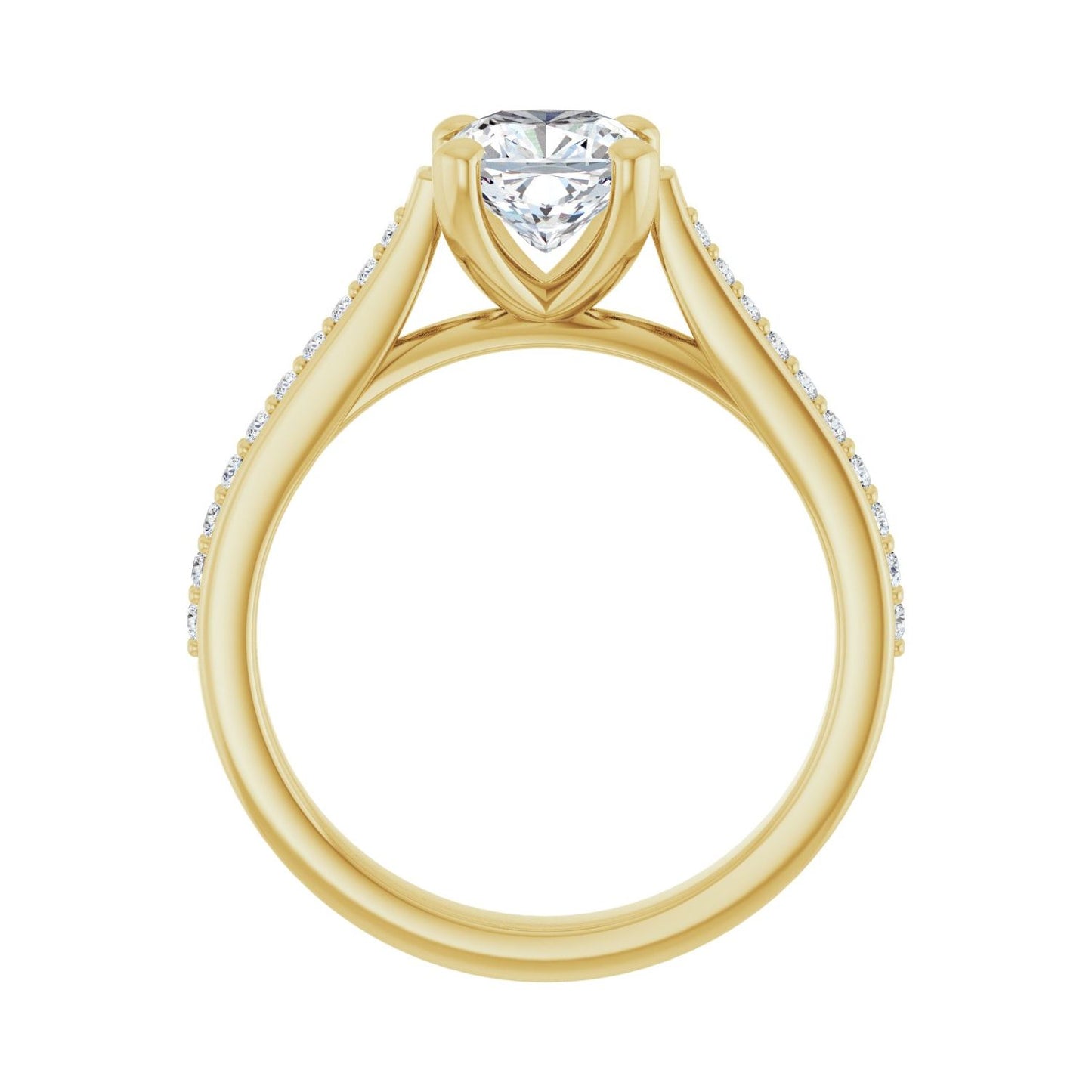 Cushion Engagement Ring | Metal Type=14K Yellow Gold | Center Stone Size=1 CT | Image 2