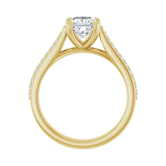 Cushion Engagement Ring | Metal Type=14K Yellow Gold | Center Stone Size=1 CT | Image 2