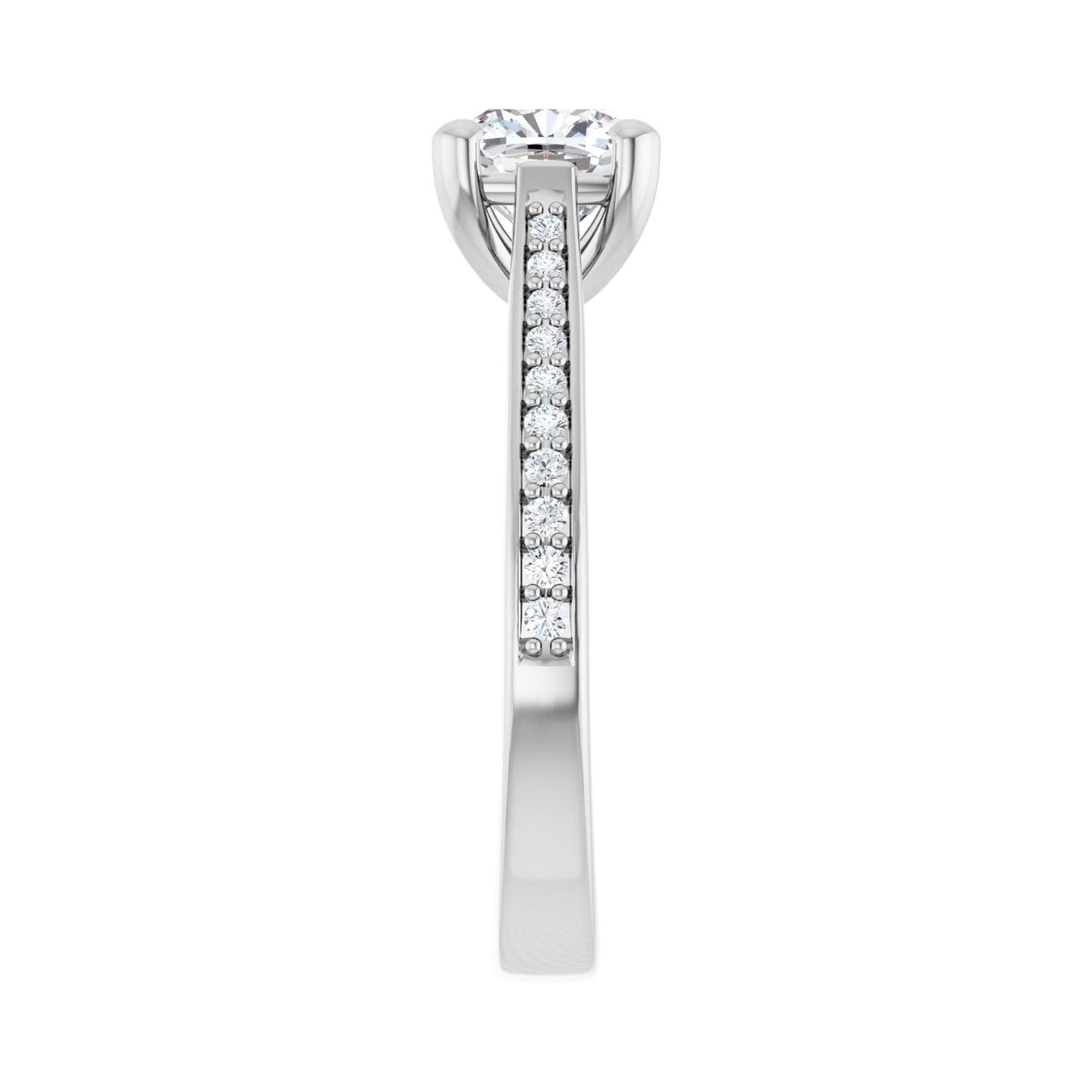 Cushion Engagement Ring | Metal Type=14K White Gold | Center Stone Size=1 CT | Image 4