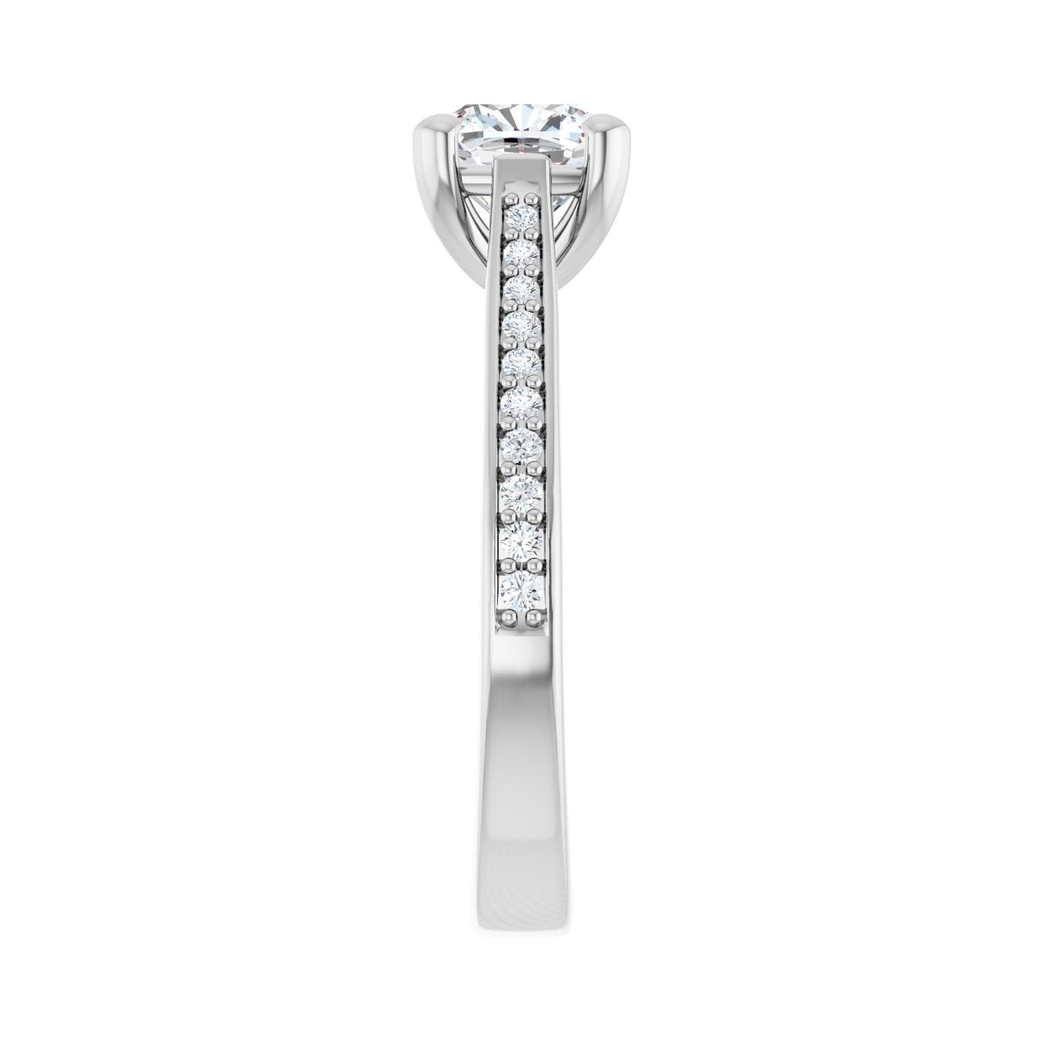 Cushion Engagement Ring | Metal Type=14K White Gold | Center Stone Size=1 CT | Image 4