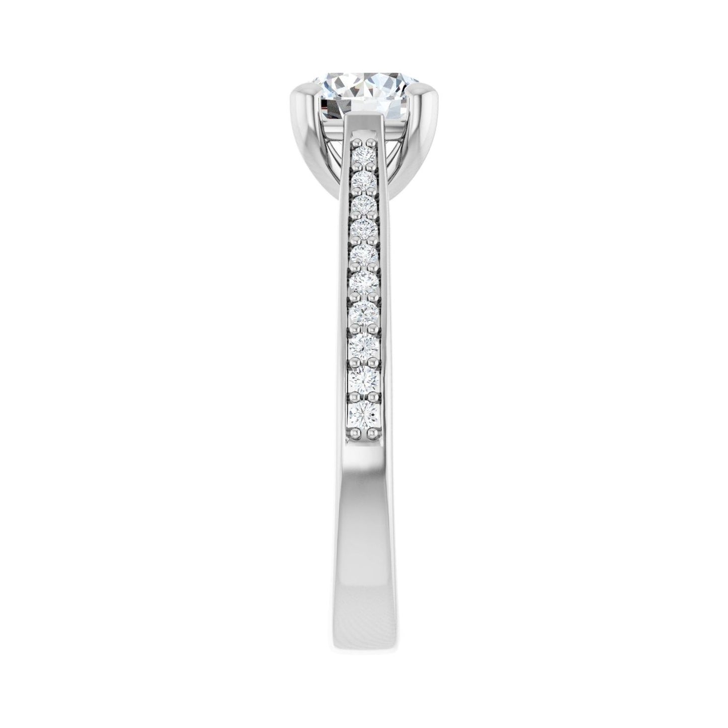 Round Engagement Ring | Metal Type=14K White Gold | Center Stone Size=1 CT | Image 4