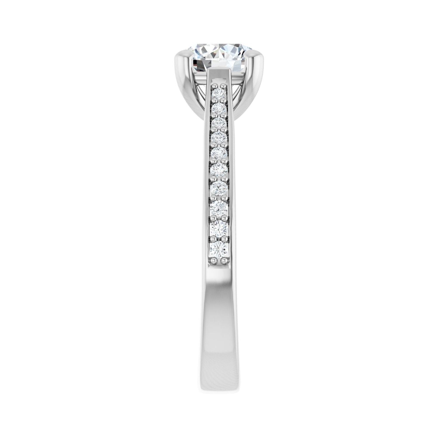 Round Engagement Ring | Metal Type=14K White Gold | Center Stone Size=1 CT | Image 4