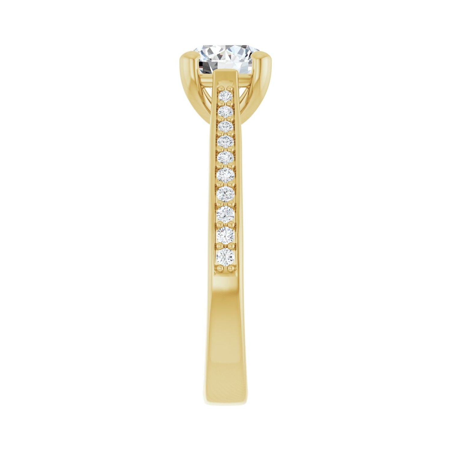 Round Engagement Ring | Metal Type=14K Yellow Gold | Center Stone Size=1 CT | Image 4