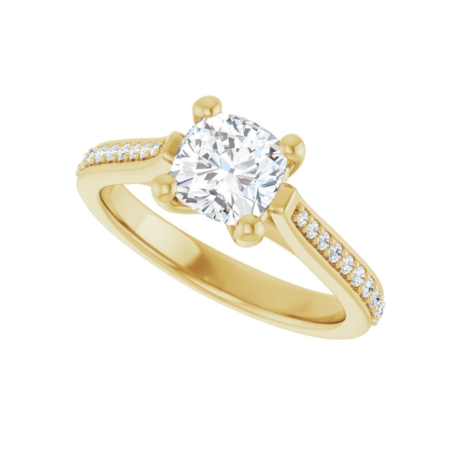 Cushion Engagement Ring | Metal Type=14K Yellow Gold | Center Stone Size=1 CT | Image 5