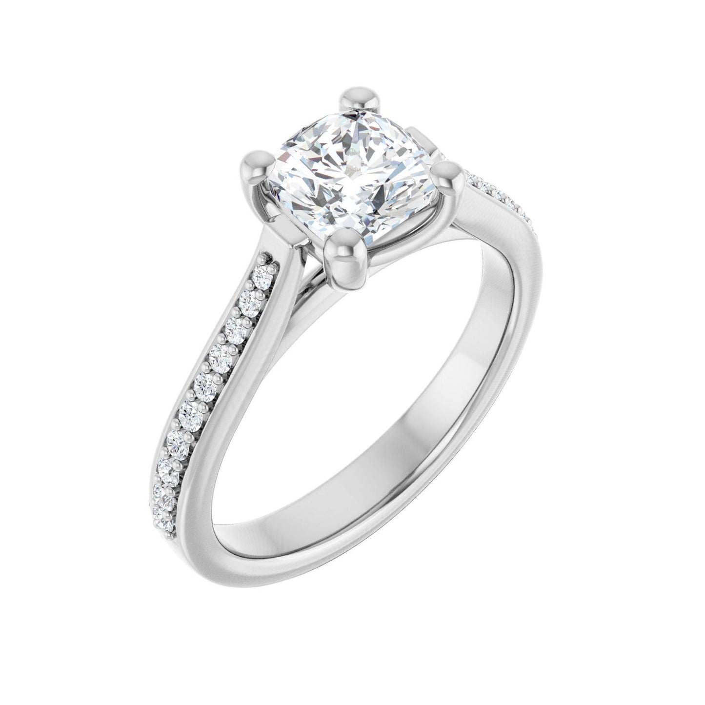 Cushion Engagement Ring | Metal Type=14K White Gold | Center Stone Size=1 CT | Image 1