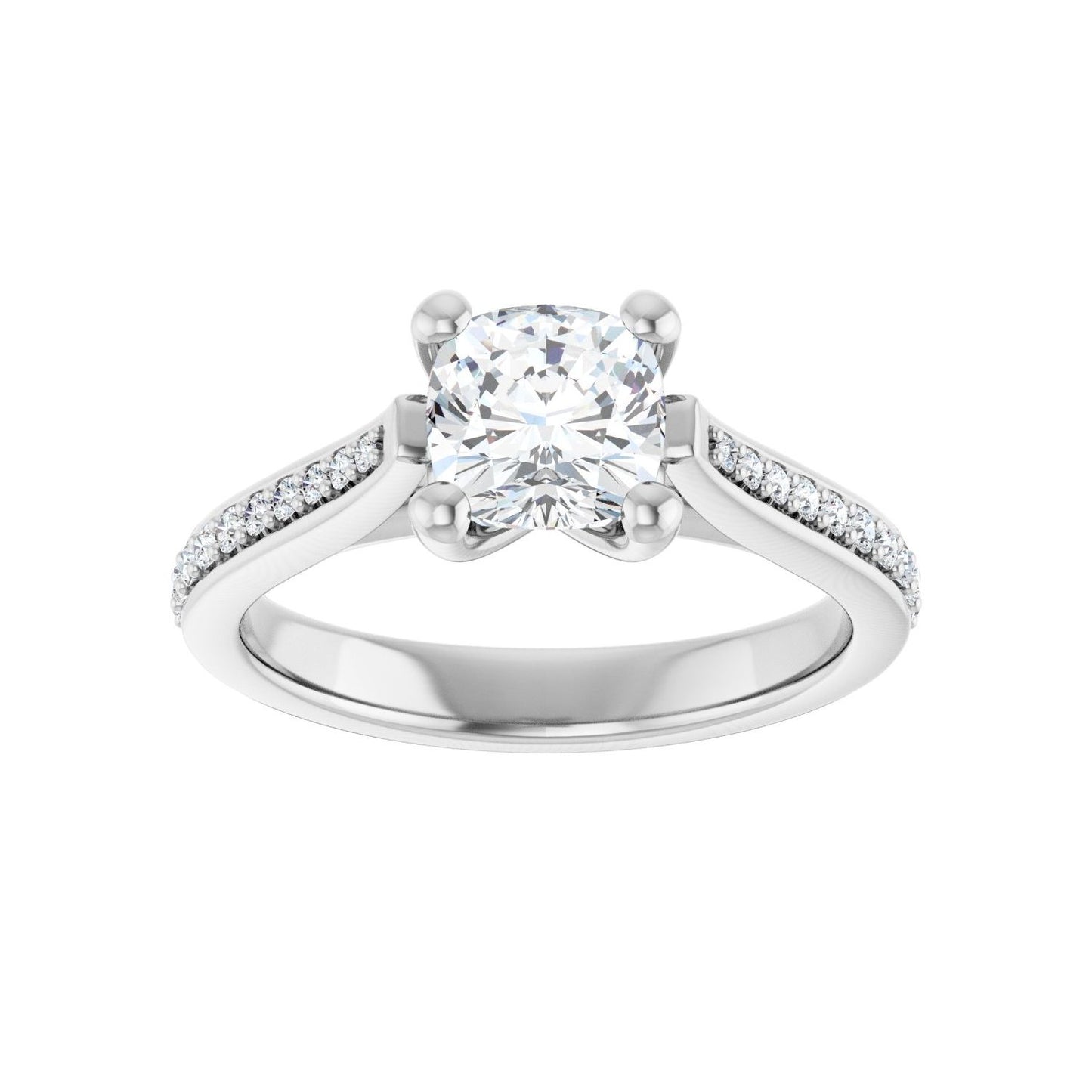 Cushion Engagement Ring | Metal Type=14K White Gold | Center Stone Size=1 CT | Image 3