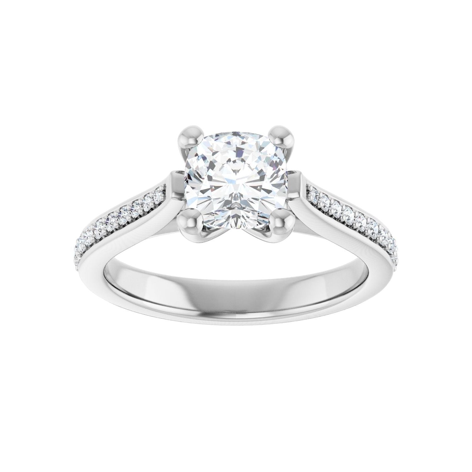Cushion Engagement Ring | Metal Type=14K White Gold | Center Stone Size=1 CT | Image 3