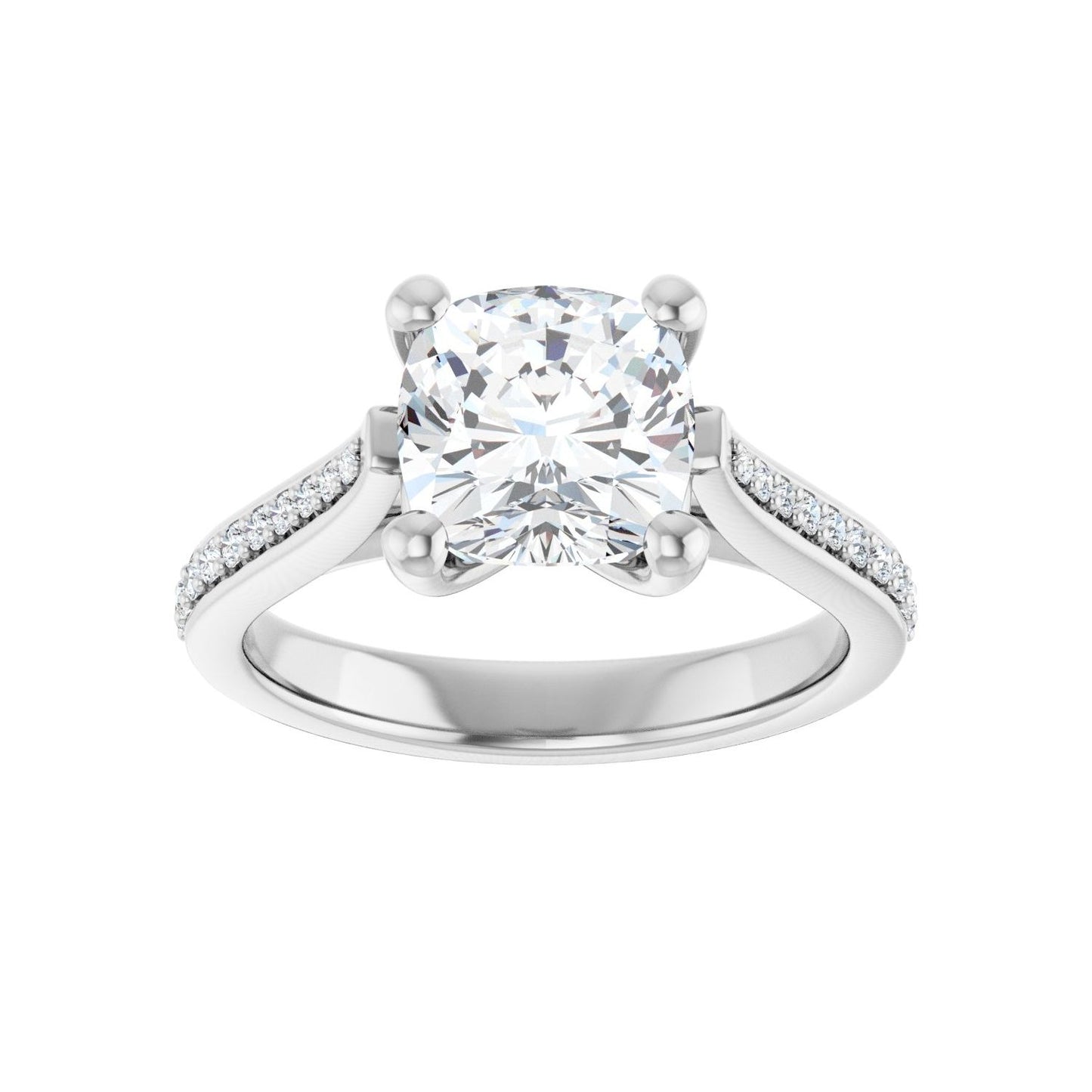 Cushion Engagement Ring | Metal Type=14K White Gold | Center Stone Size=2.5 CT | Image 3