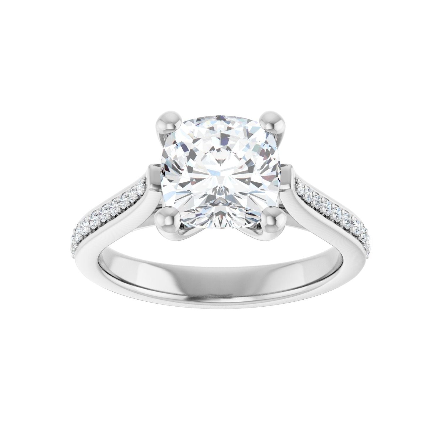 Cushion Engagement Ring | Metal Type=14K White Gold | Center Stone Size=2.5 CT | Image 3