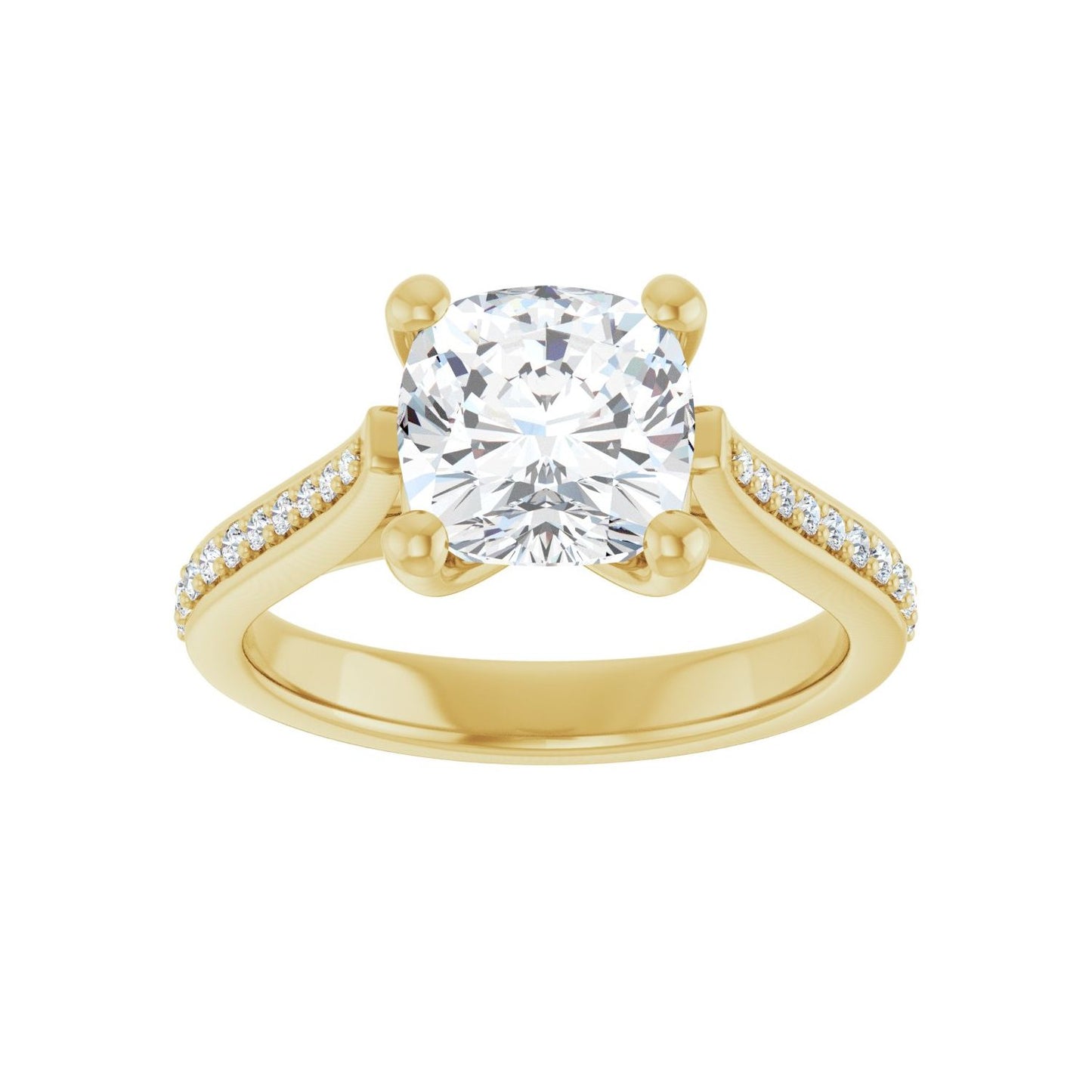 Cushion Engagement Ring | Metal Type=14K Yellow Gold | Center Stone Size=2.5 CT | Image 3
