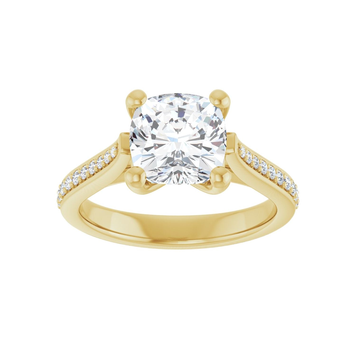 Cushion Engagement Ring | Metal Type=14K Yellow Gold | Center Stone Size=2.5 CT | Image 3