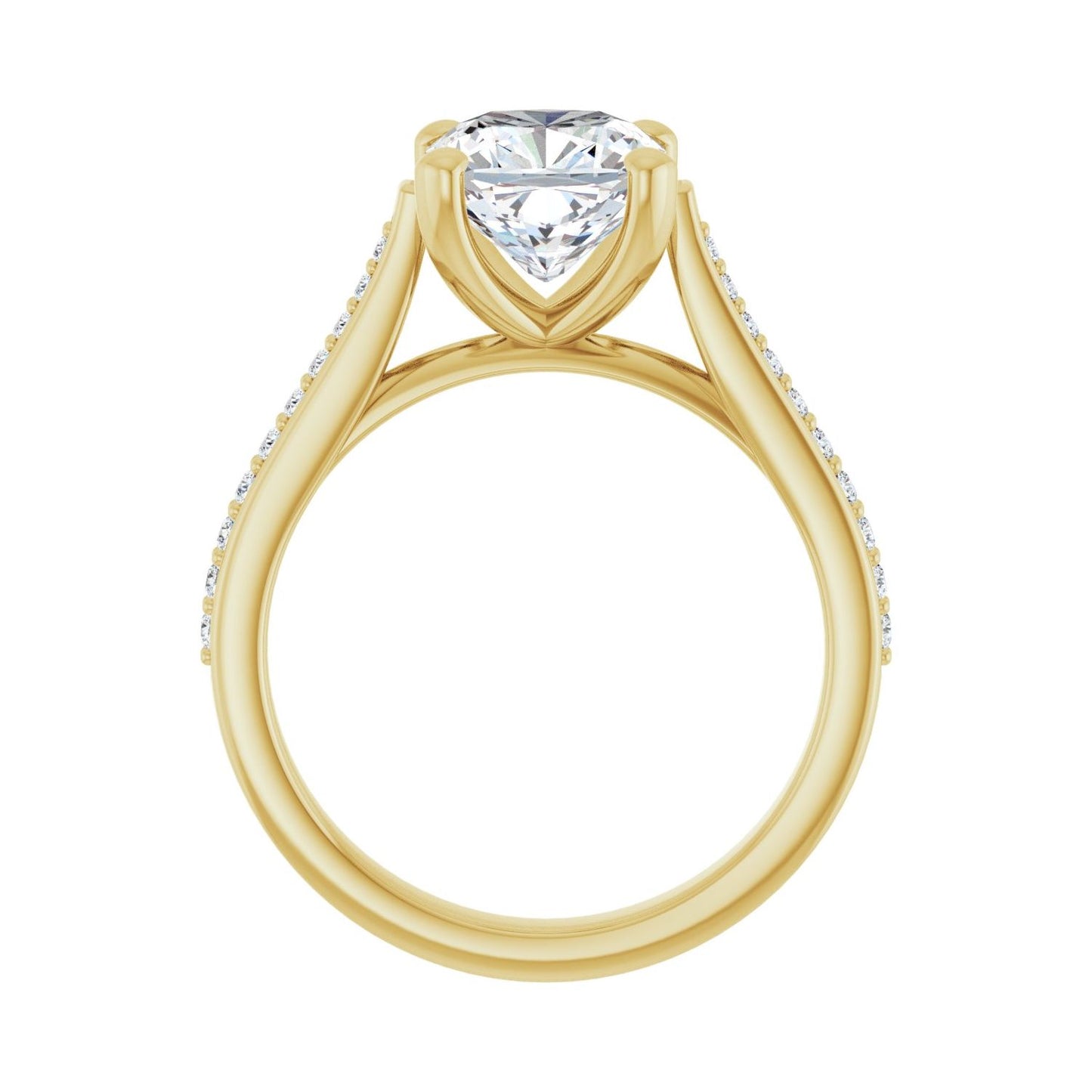 Cushion Engagement Ring | Metal Type=14K Yellow Gold | Center Stone Size=2.5 CT | Image 2