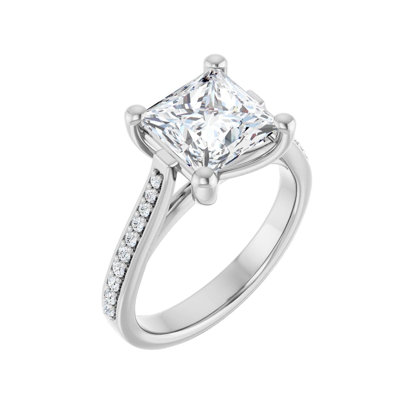 Square Engagement Ring | Metal Type=14K White Gold | Center Stone Size=2.5 CT | Image 1