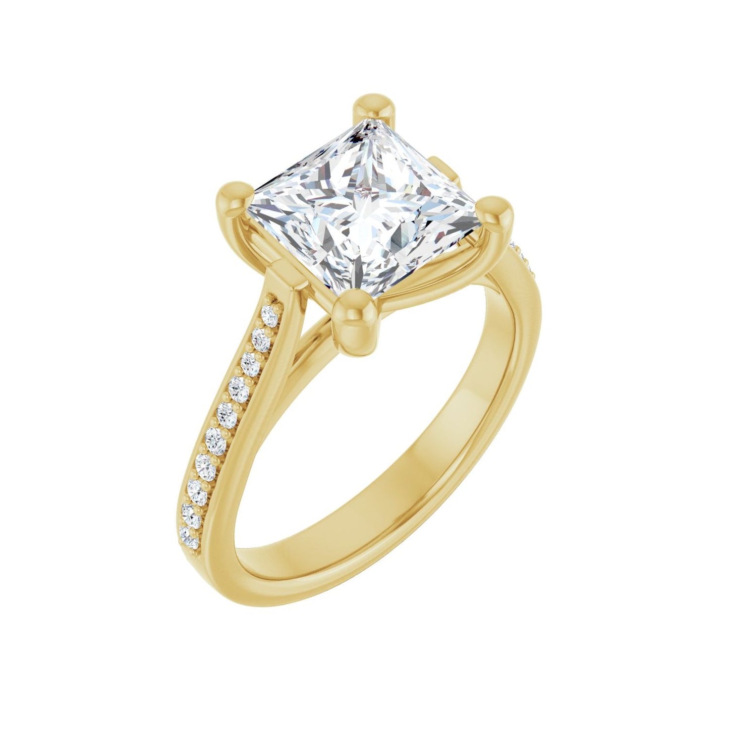 Square Engagement Ring | Metal Type=14K Yellow Gold | Center Stone Size=2.5 CT | Image 1