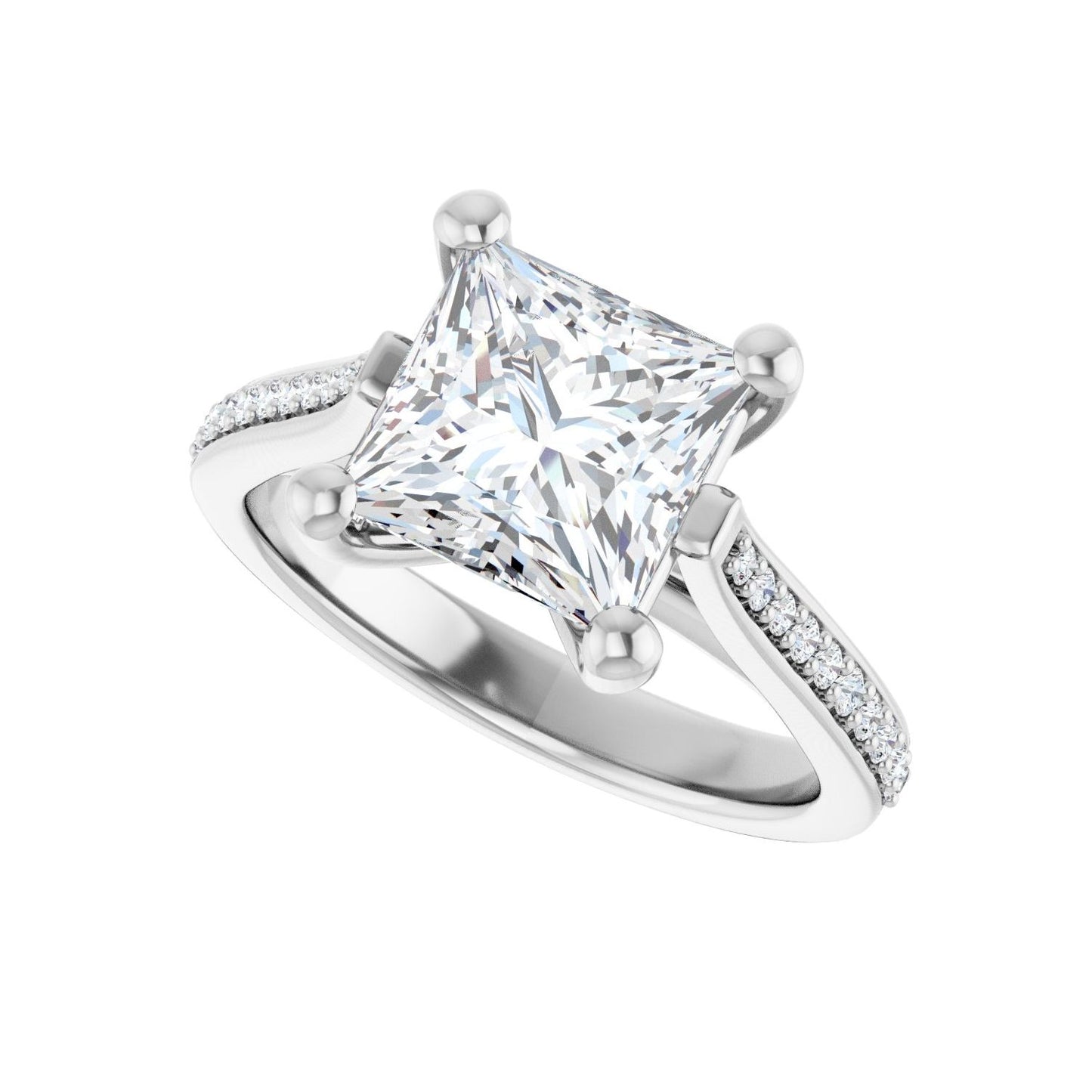 Square Engagement Ring | Metal Type=14K White Gold | Center Stone Size=2.5 CT | Image 5
