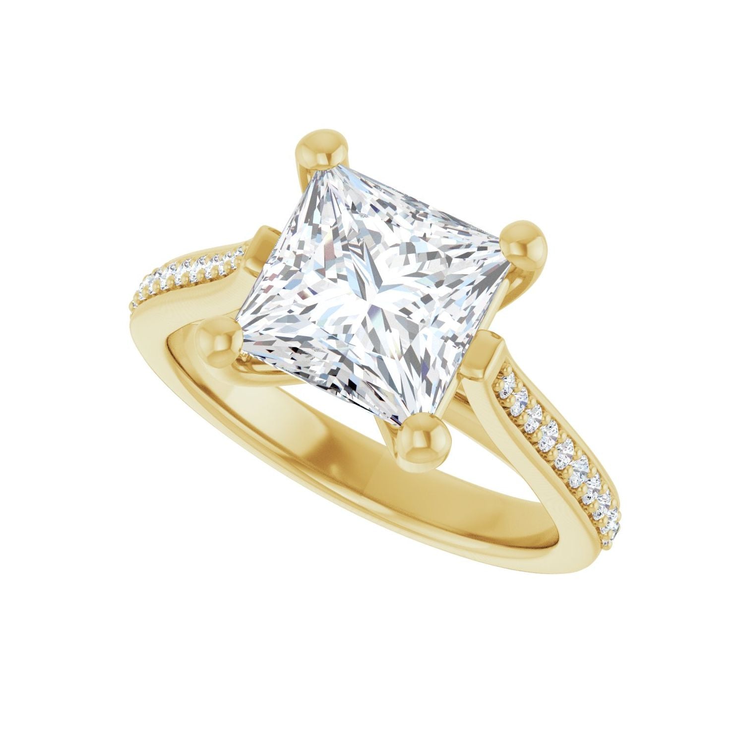 Square Engagement Ring | Metal Type=14K Yellow Gold | Center Stone Size=2.5 CT | Image 5