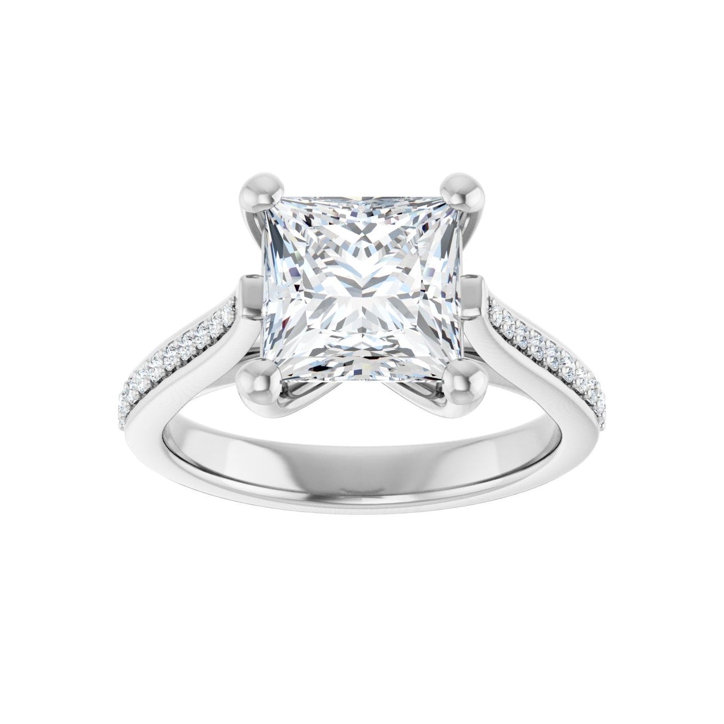 Square Engagement Ring | Metal Type=14K White Gold | Center Stone Size=2.5 CT | Image 3