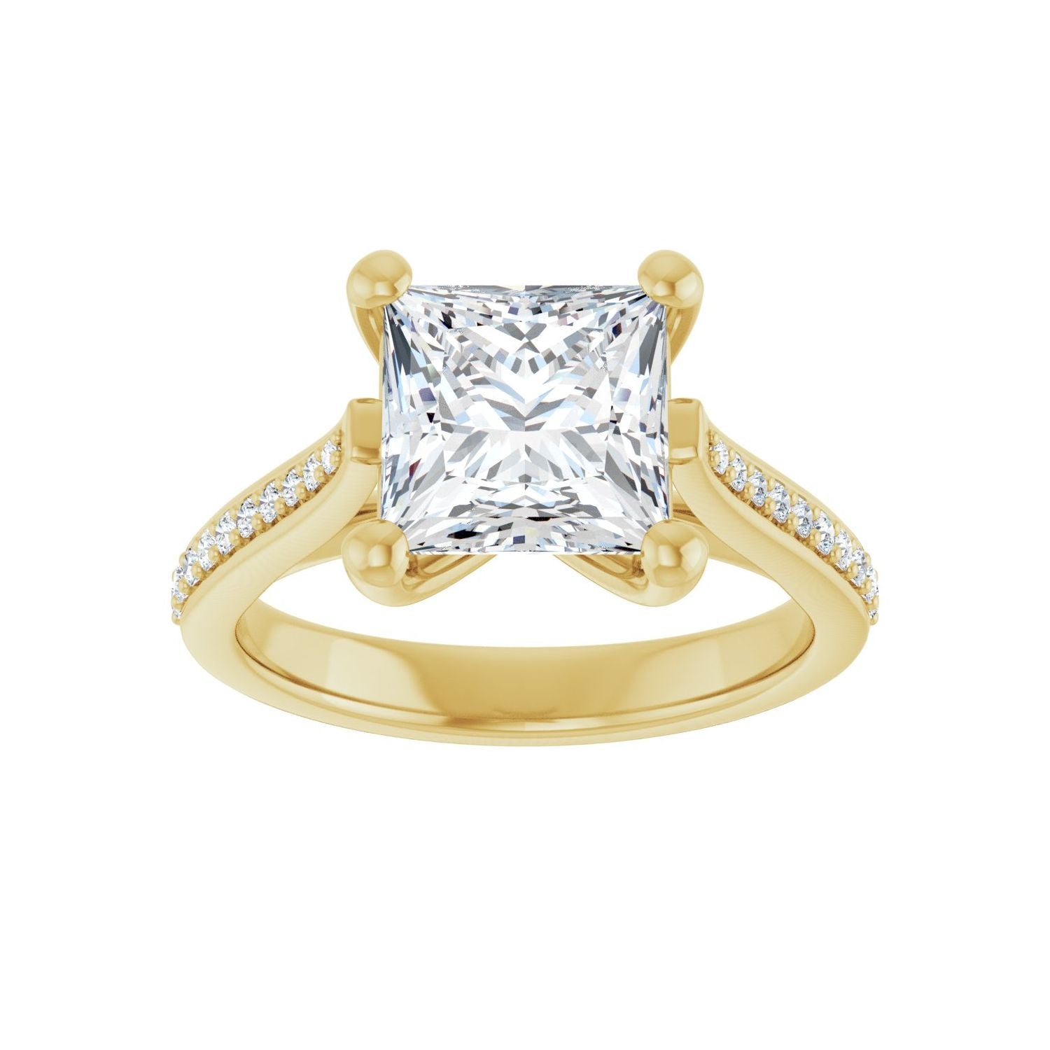 Square Engagement Ring | Metal Type=14K Yellow Gold | Center Stone Size=2.5 CT | Image 3