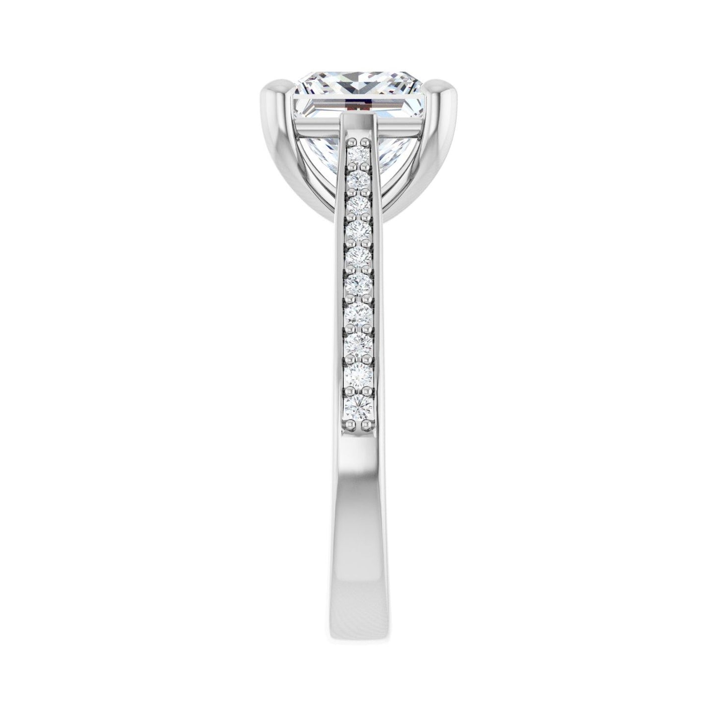 Square Engagement Ring | Metal Type=14K White Gold | Center Stone Size=2.5 CT | Image 4