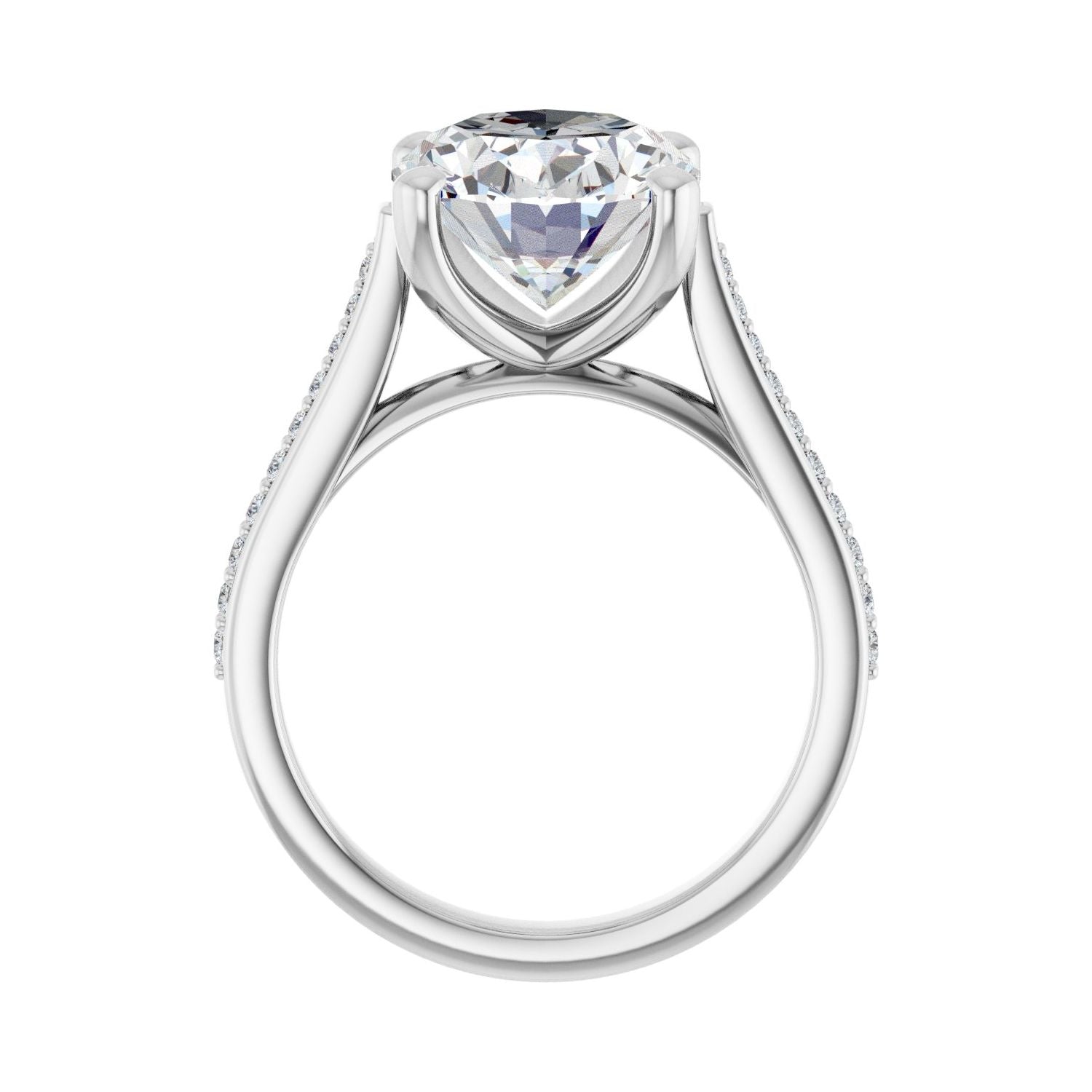Oval Engagement Ring | Metal Type=14K White Gold | Center Stone Size=3 CT | Image 2