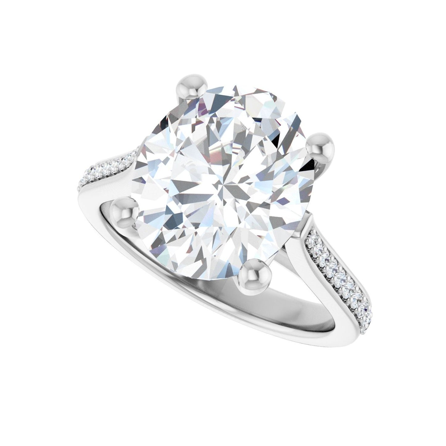Oval Engagement Ring | Metal Type=14K White Gold | Center Stone Size=3 CT | Image 5