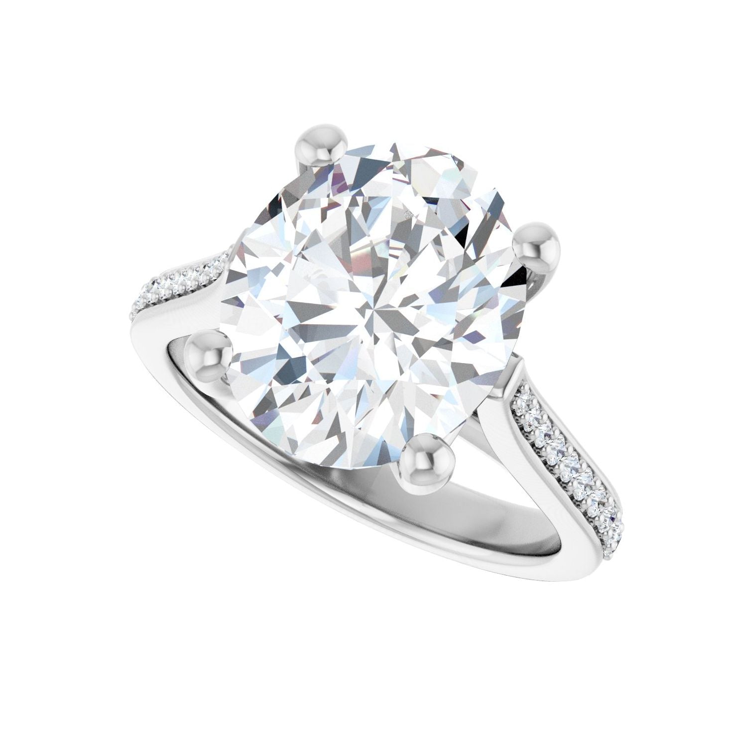 Oval Engagement Ring | Metal Type=14K White Gold | Center Stone Size=3 CT | Image 5