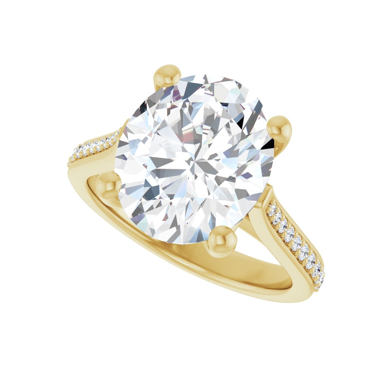 Oval Engagement Ring | Metal Type=14K Yellow Gold | Center Stone Size=3 CT | Image 5