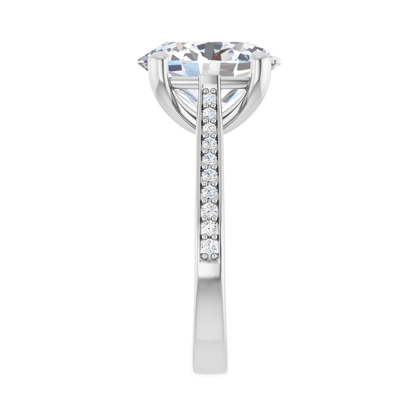 Oval Engagement Ring | Metal Type=14K White Gold | Center Stone Size=3 CT | Image 4