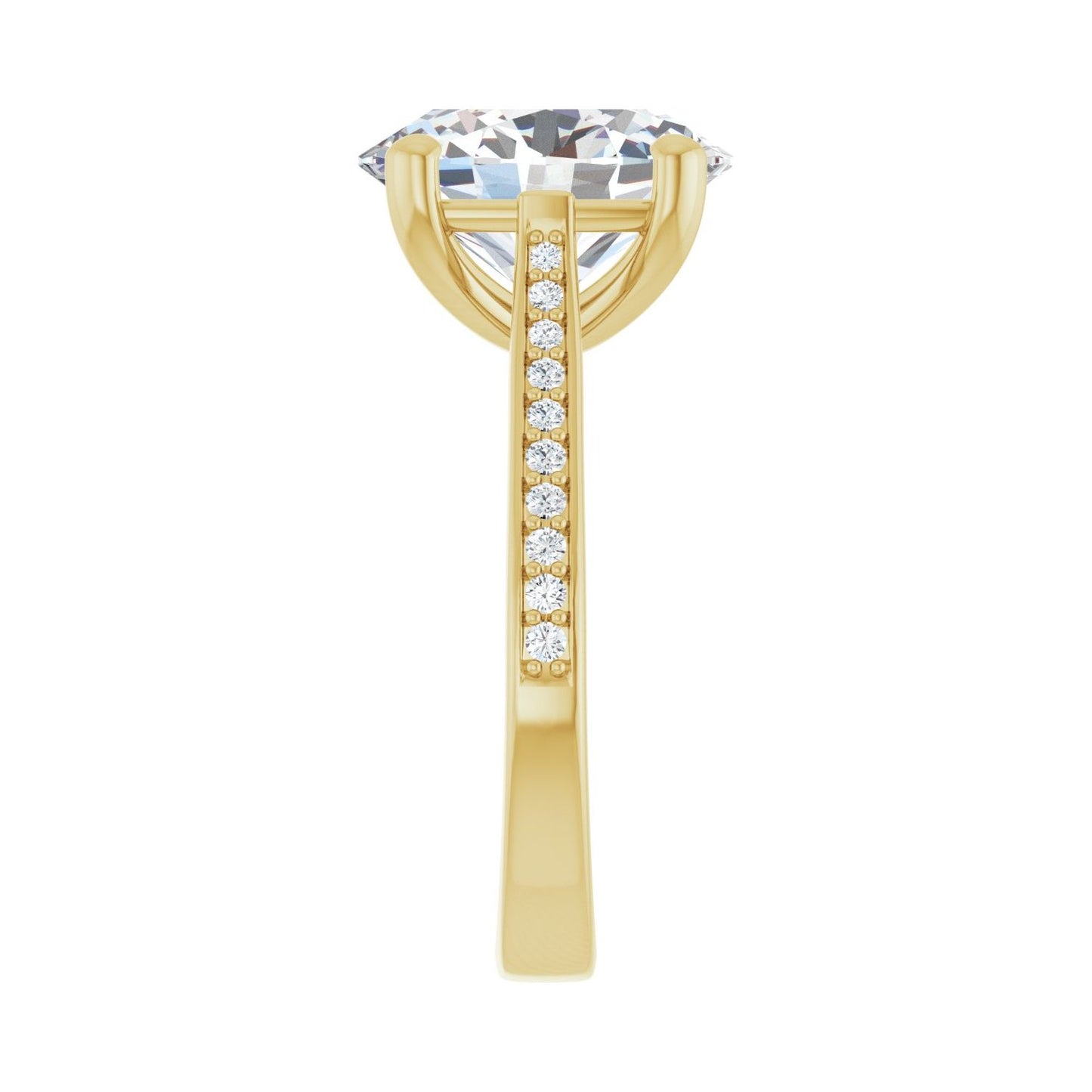 Oval Engagement Ring | Metal Type=14K Yellow Gold | Center Stone Size=3 CT | Image 4