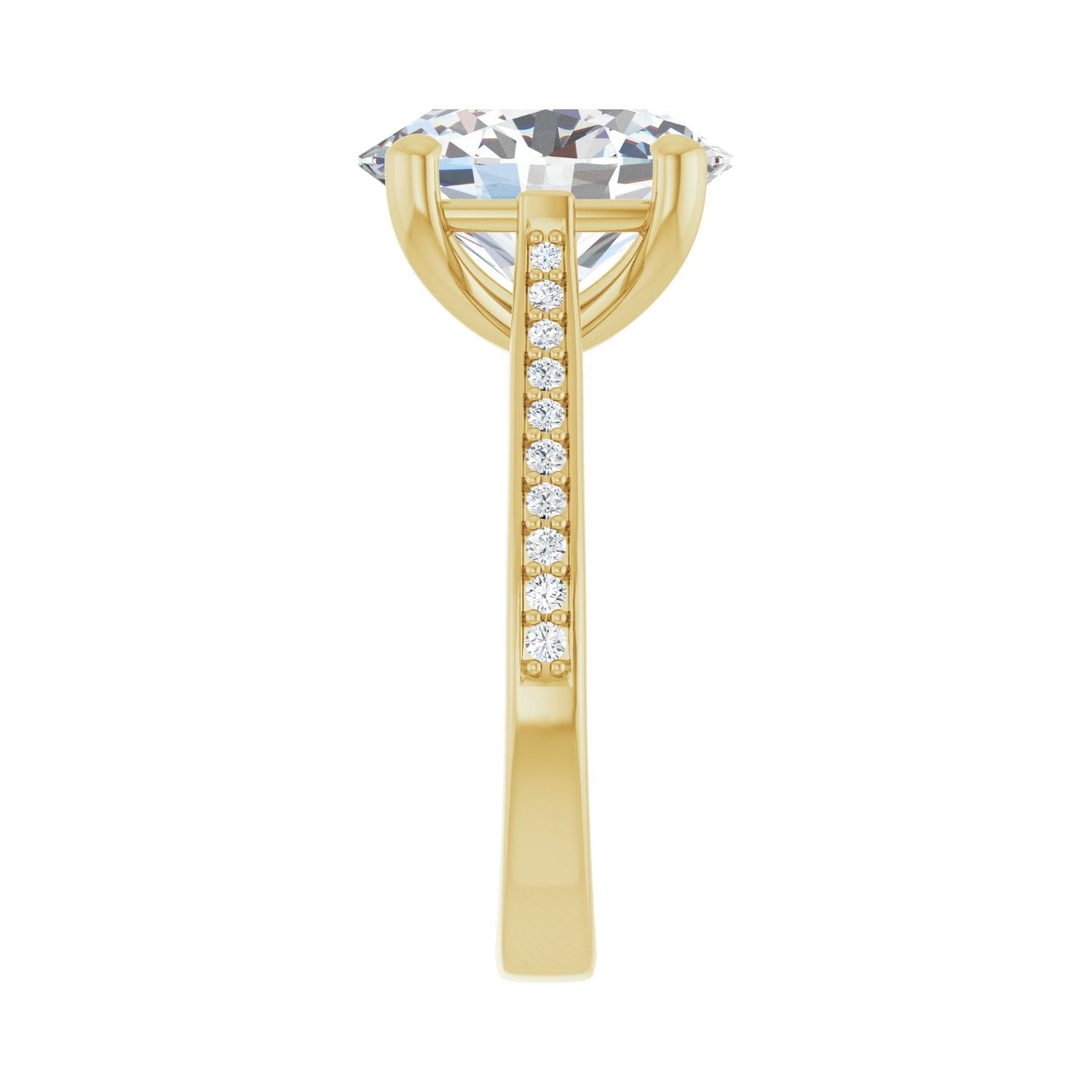 Oval Engagement Ring | Metal Type=14K Yellow Gold | Center Stone Size=3 CT | Image 4