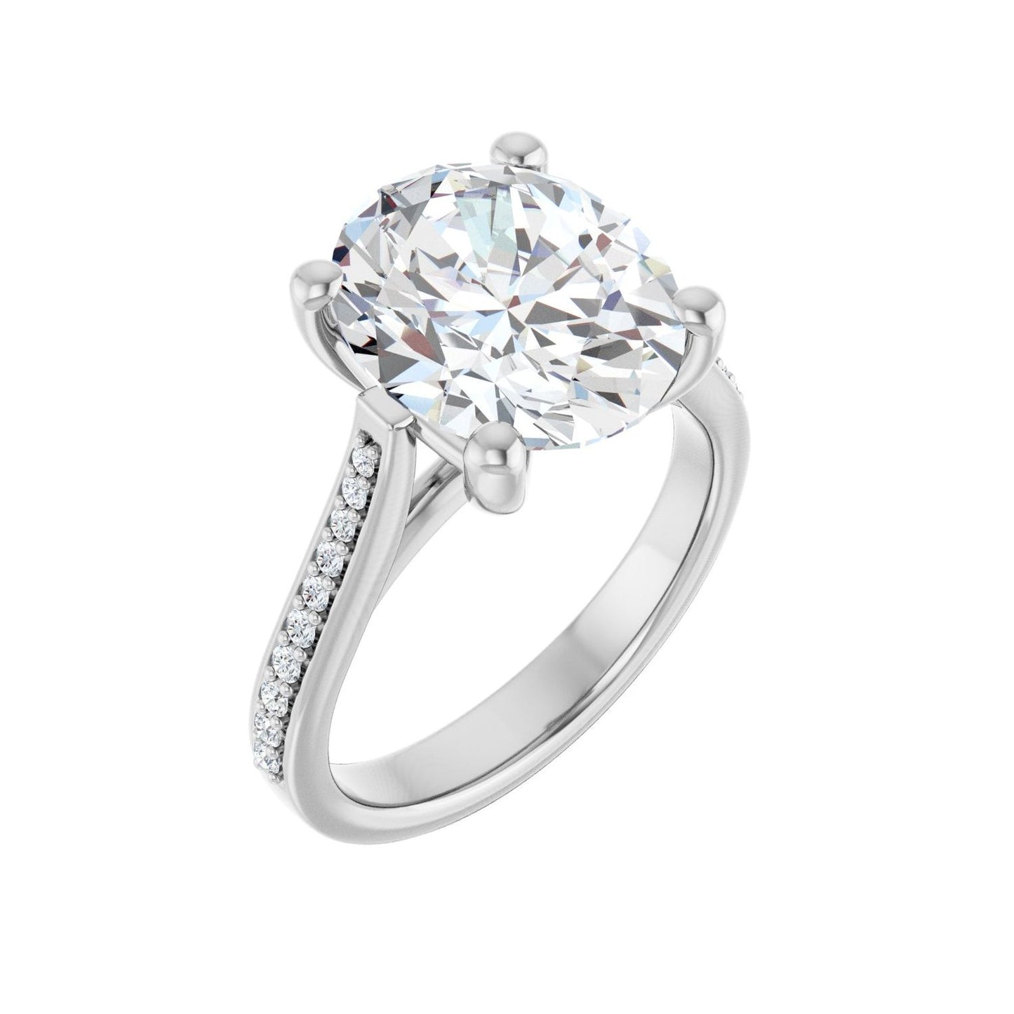 Oval Engagement Ring | Metal Type=14K White Gold | Center Stone Size=3 CT | Image 1