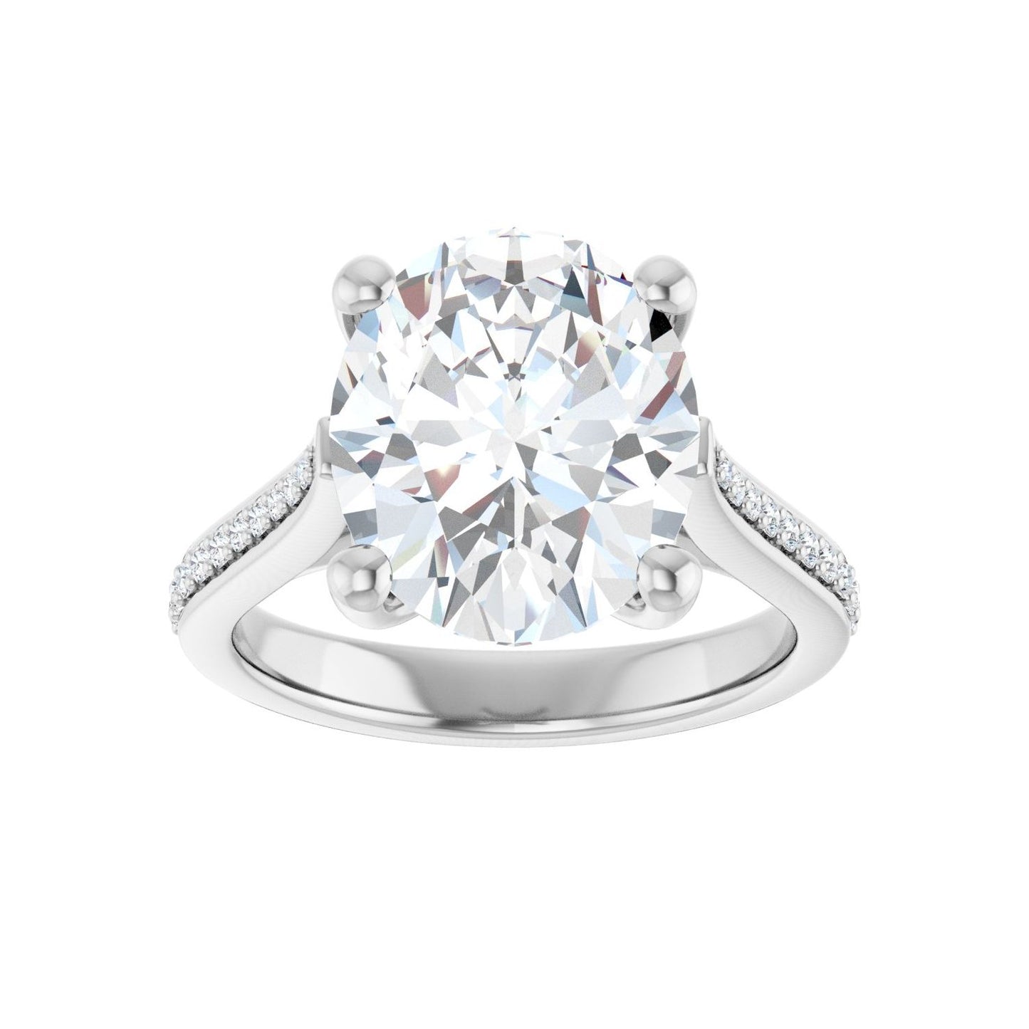 Oval Engagement Ring | Metal Type=14K White Gold | Center Stone Size=3 CT | Image 3