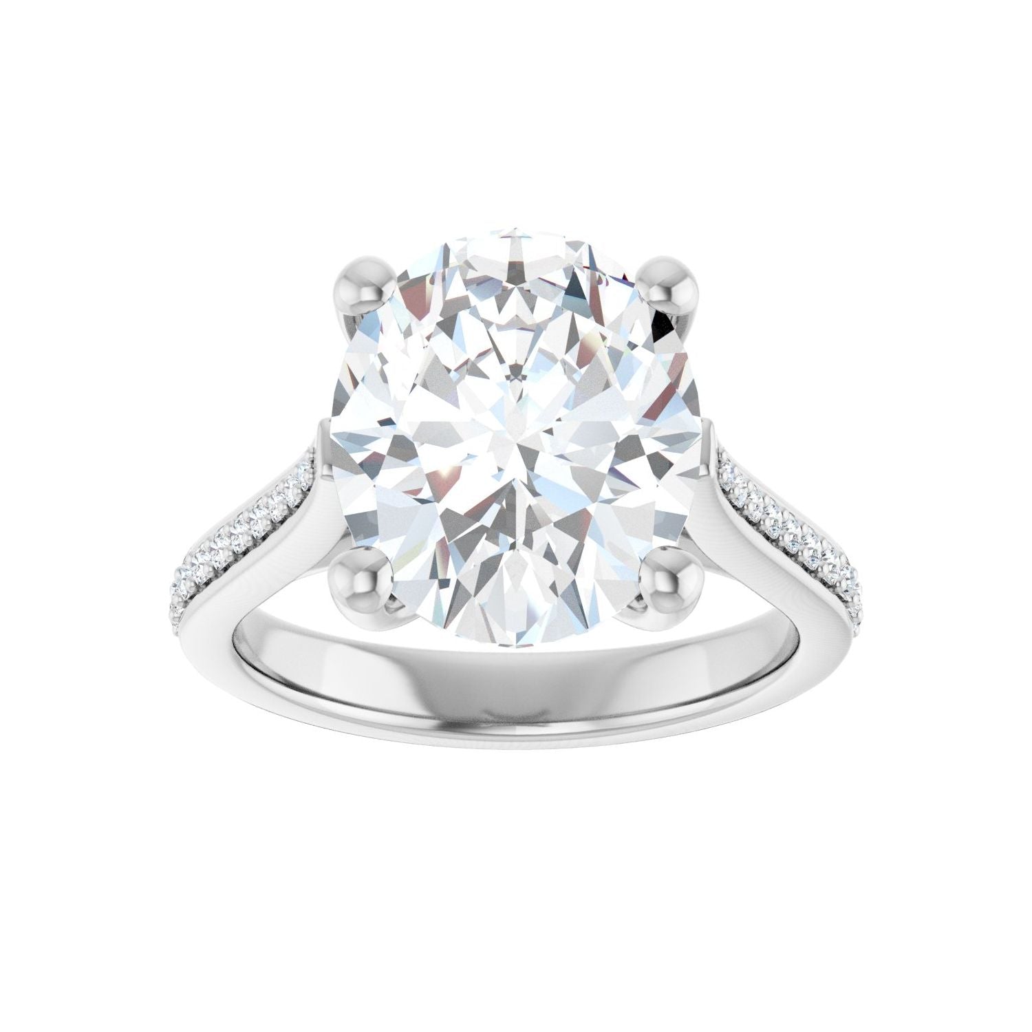 Oval Engagement Ring | Metal Type=14K White Gold | Center Stone Size=3 CT | Image 3