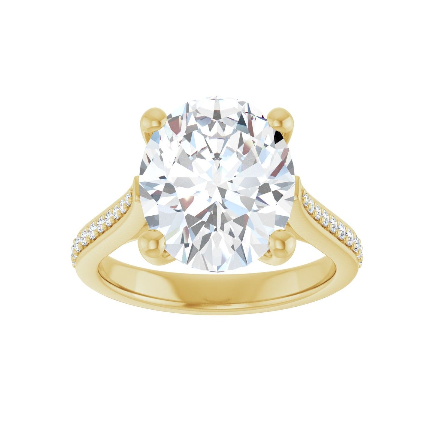 Oval Engagement Ring | Metal Type=14K Yellow Gold | Center Stone Size=3 CT | Image 3