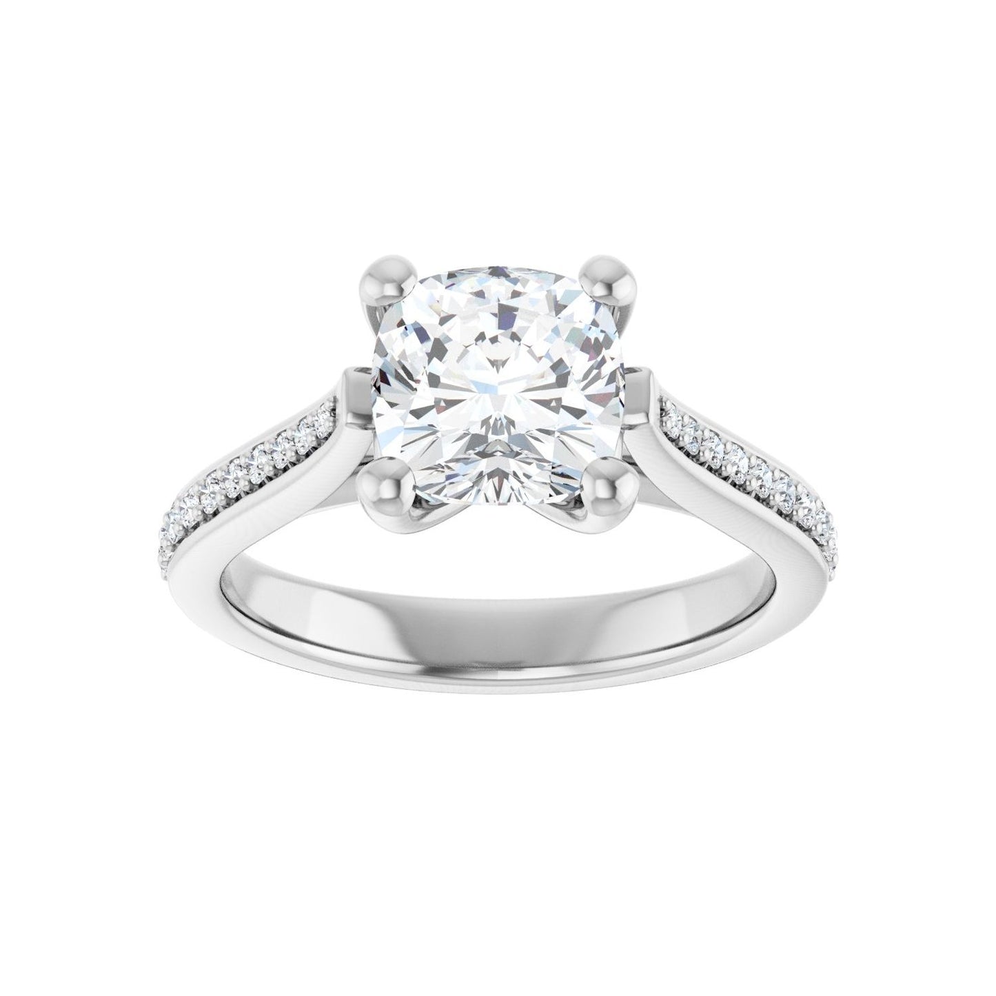 Cushion Engagement Ring | Metal Type=14K White Gold | Center Stone Size=2 CT | Image 3