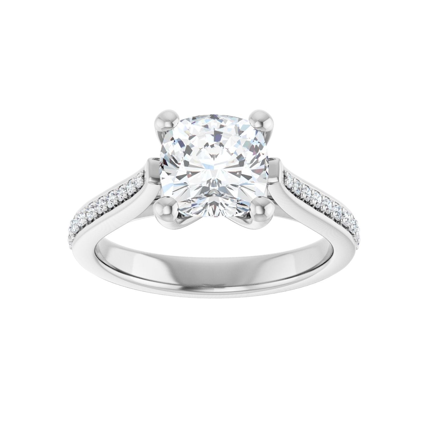 Cushion Engagement Ring | Metal Type=14K White Gold | Center Stone Size=2 CT | Image 3