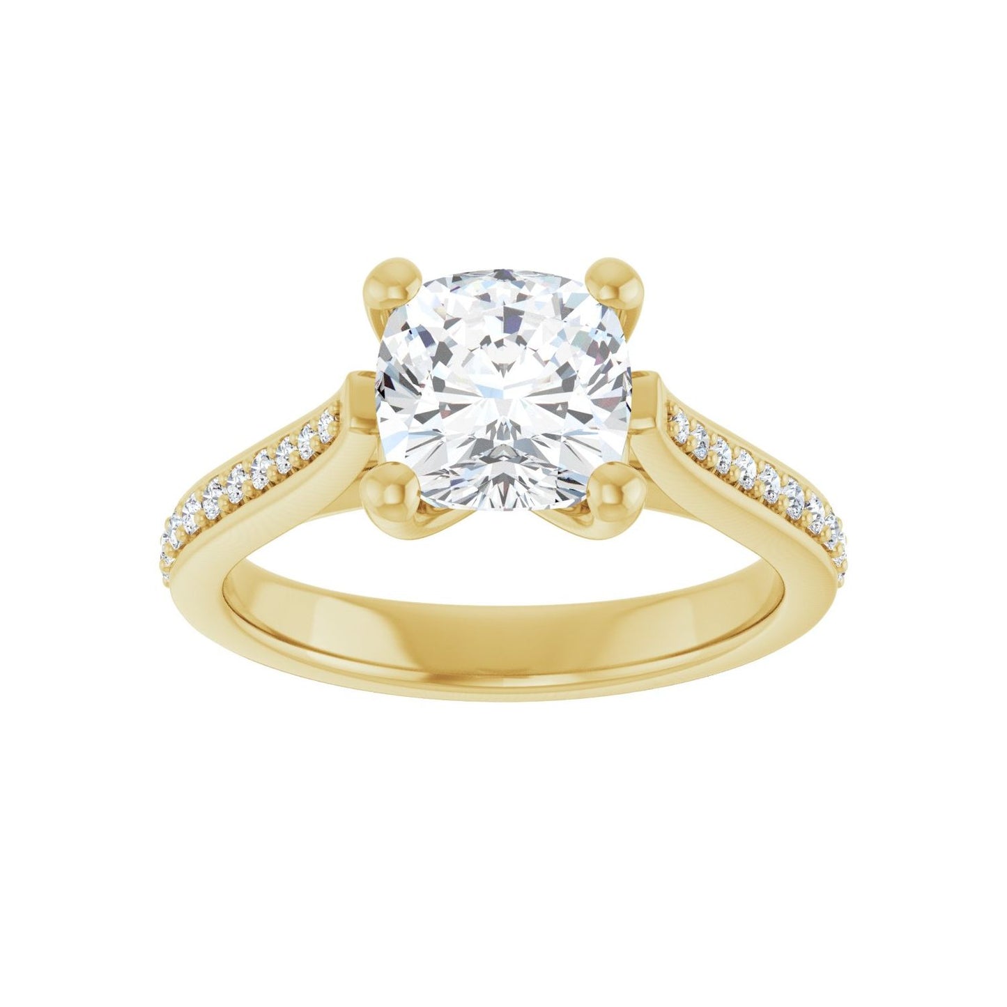 Cushion Engagement Ring | Metal Type=14K Yellow Gold | Center Stone Size=2 CT | Image 3