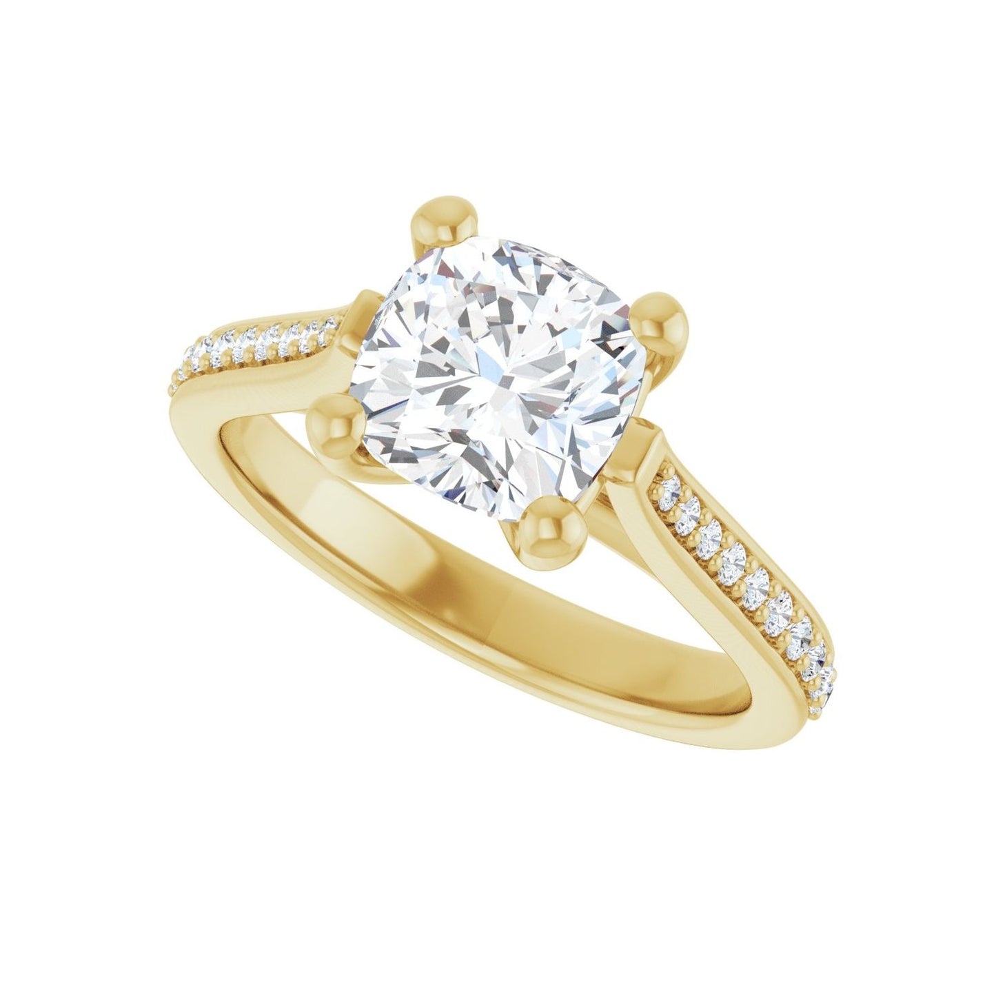 Cushion Engagement Ring | Metal Type=14K Yellow Gold | Center Stone Size=2 CT | Image 5
