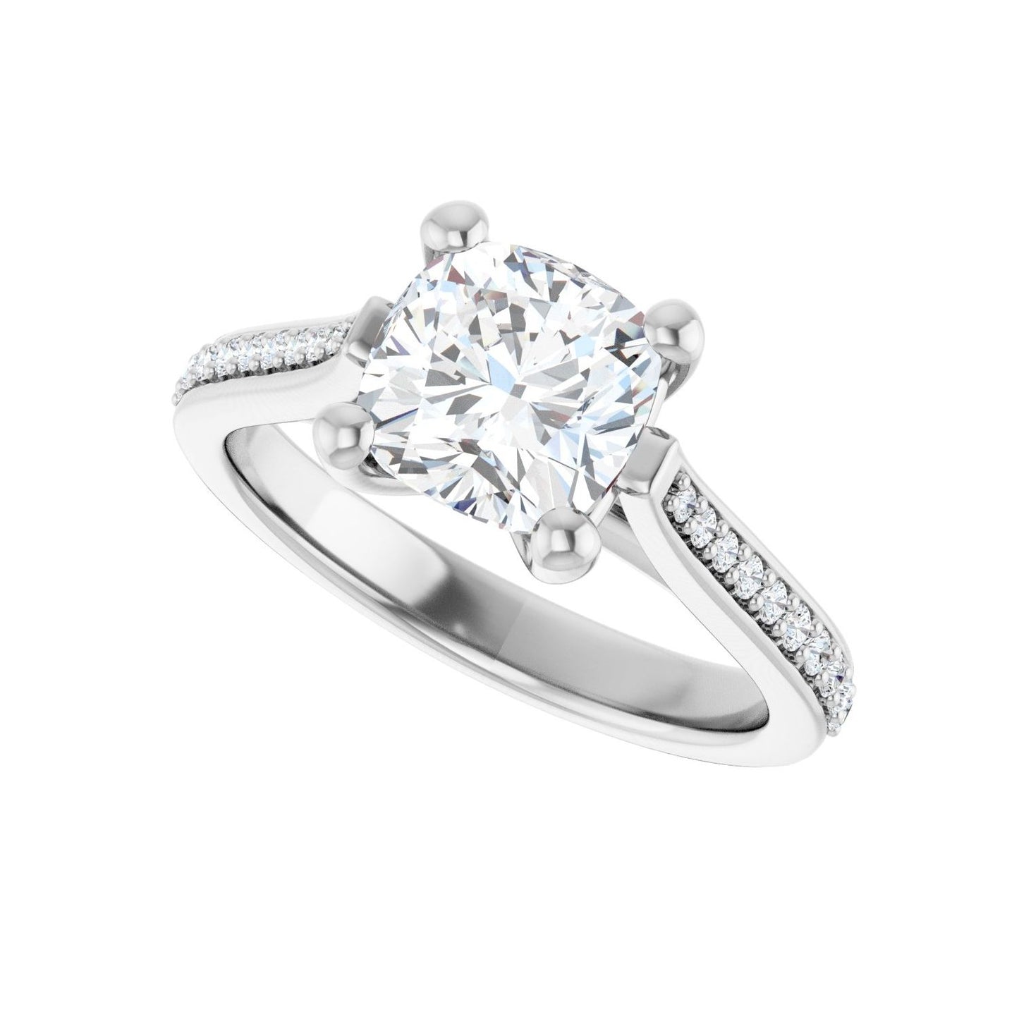 Cushion Engagement Ring | Metal Type=14K White Gold | Center Stone Size=2 CT | Image 5