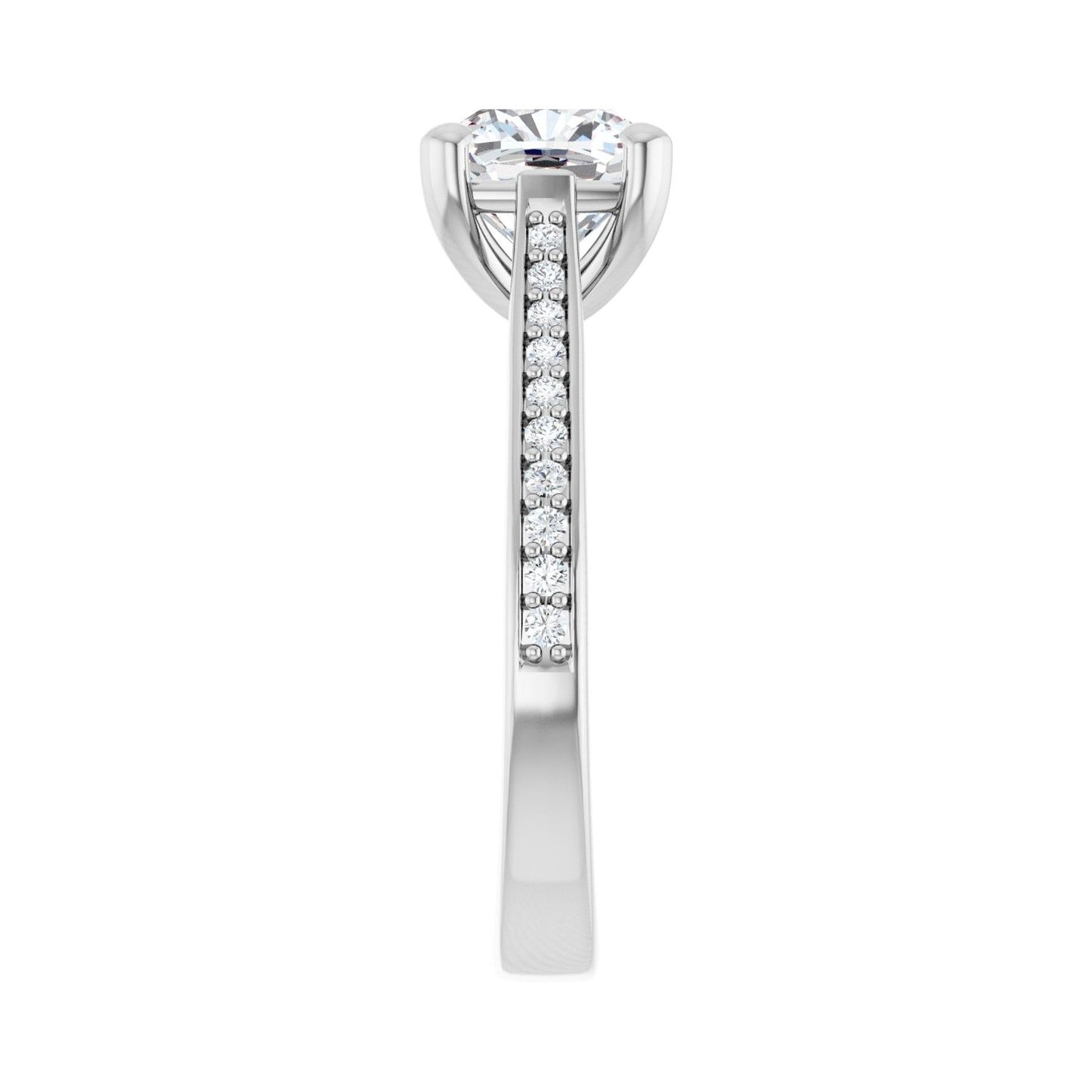 Cushion Engagement Ring | Metal Type=14K White Gold | Center Stone Size=2 CT | Image 4