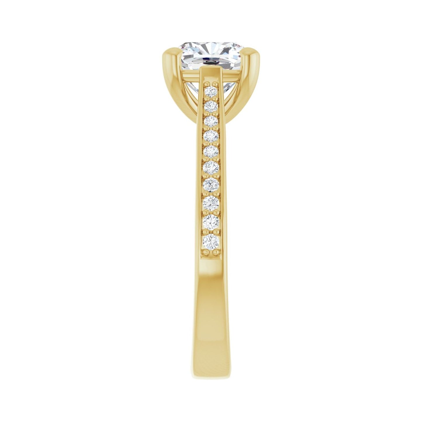 Cushion Engagement Ring | Metal Type=14K Yellow Gold | Center Stone Size=2 CT | Image 4