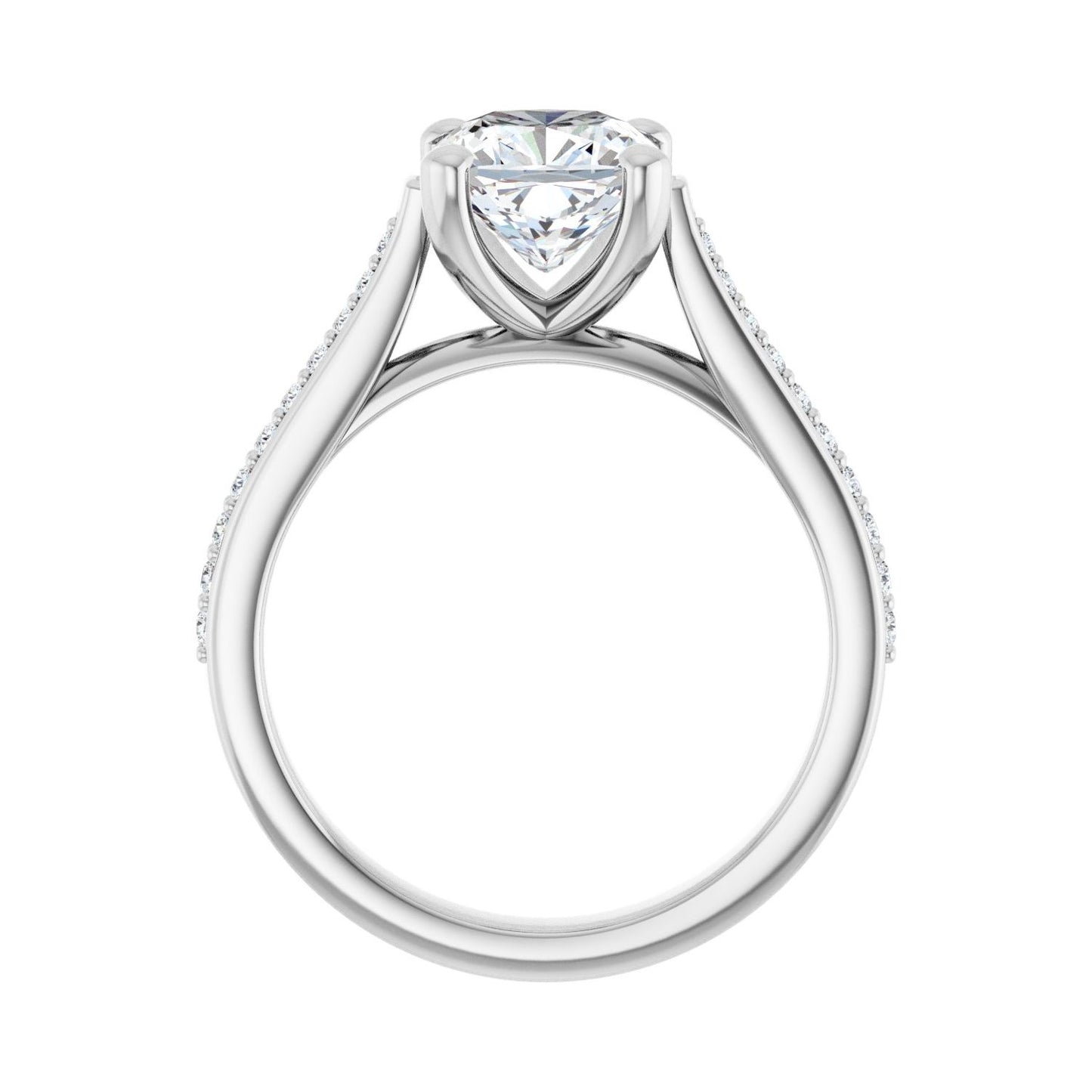 Cushion Engagement Ring | Metal Type=14K White Gold | Center Stone Size=2 CT | Image 2
