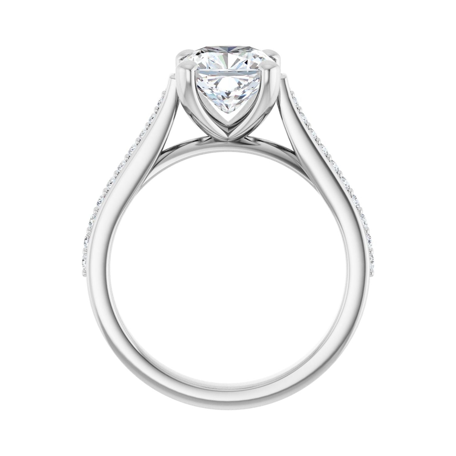 Cushion Engagement Ring | Metal Type=14K White Gold | Center Stone Size=2 CT | Image 2