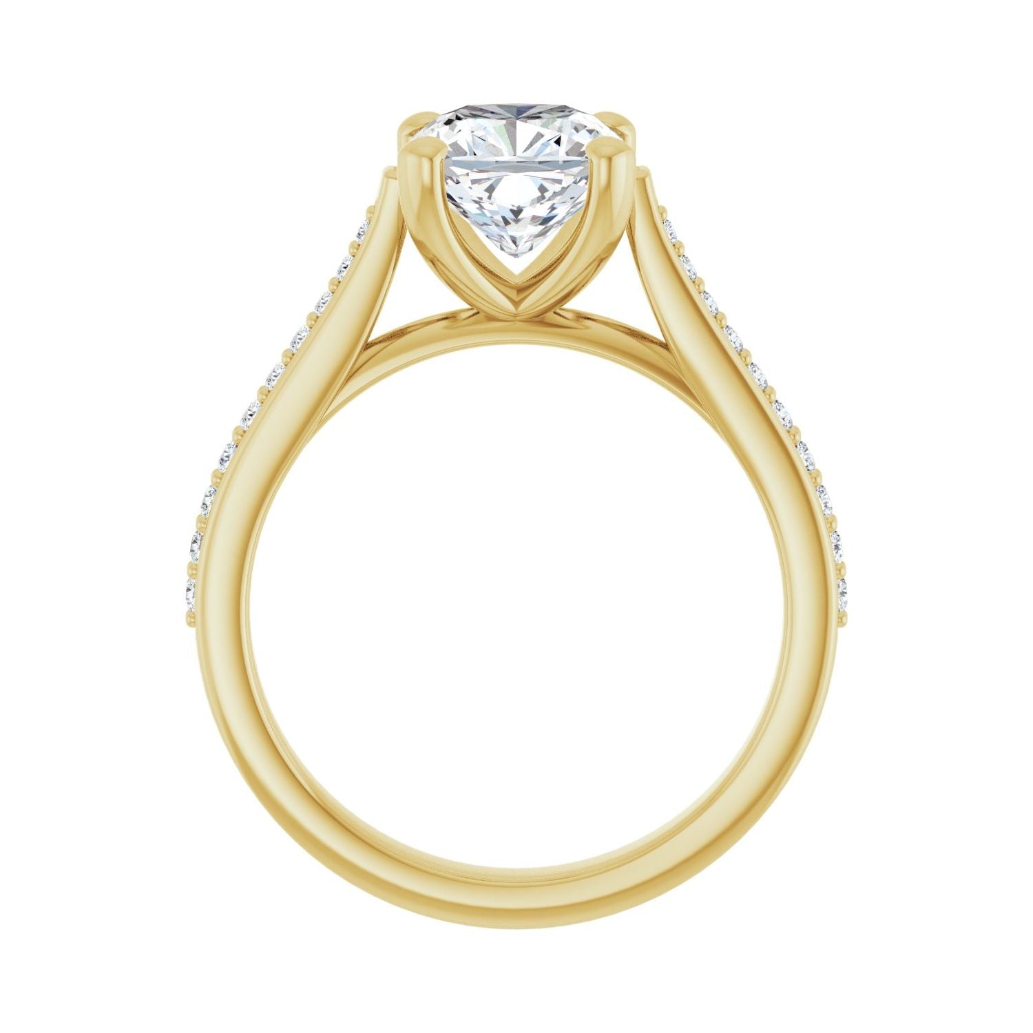 Cushion Engagement Ring | Metal Type=14K Yellow Gold | Center Stone Size=2 CT | Image 2