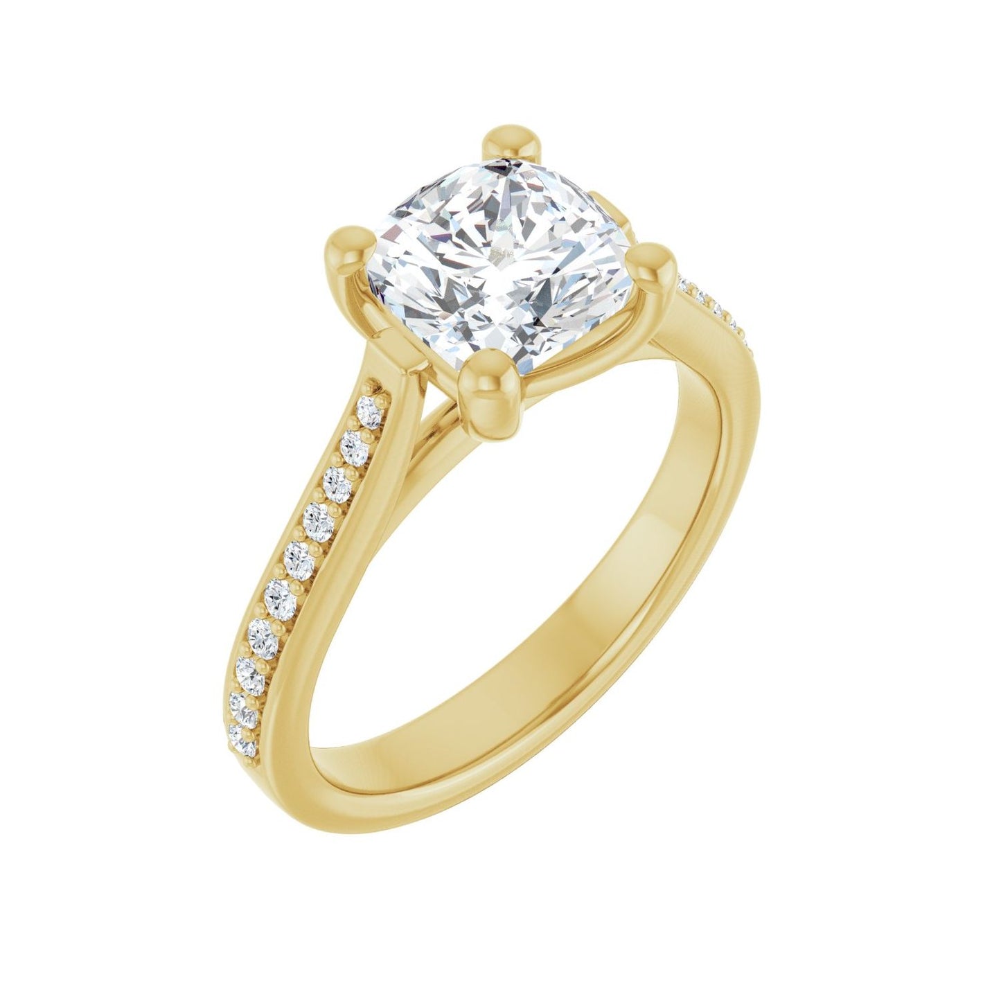 Cushion Engagement Ring | Metal Type=14K Yellow Gold | Center Stone Size=2 CT | Image 1