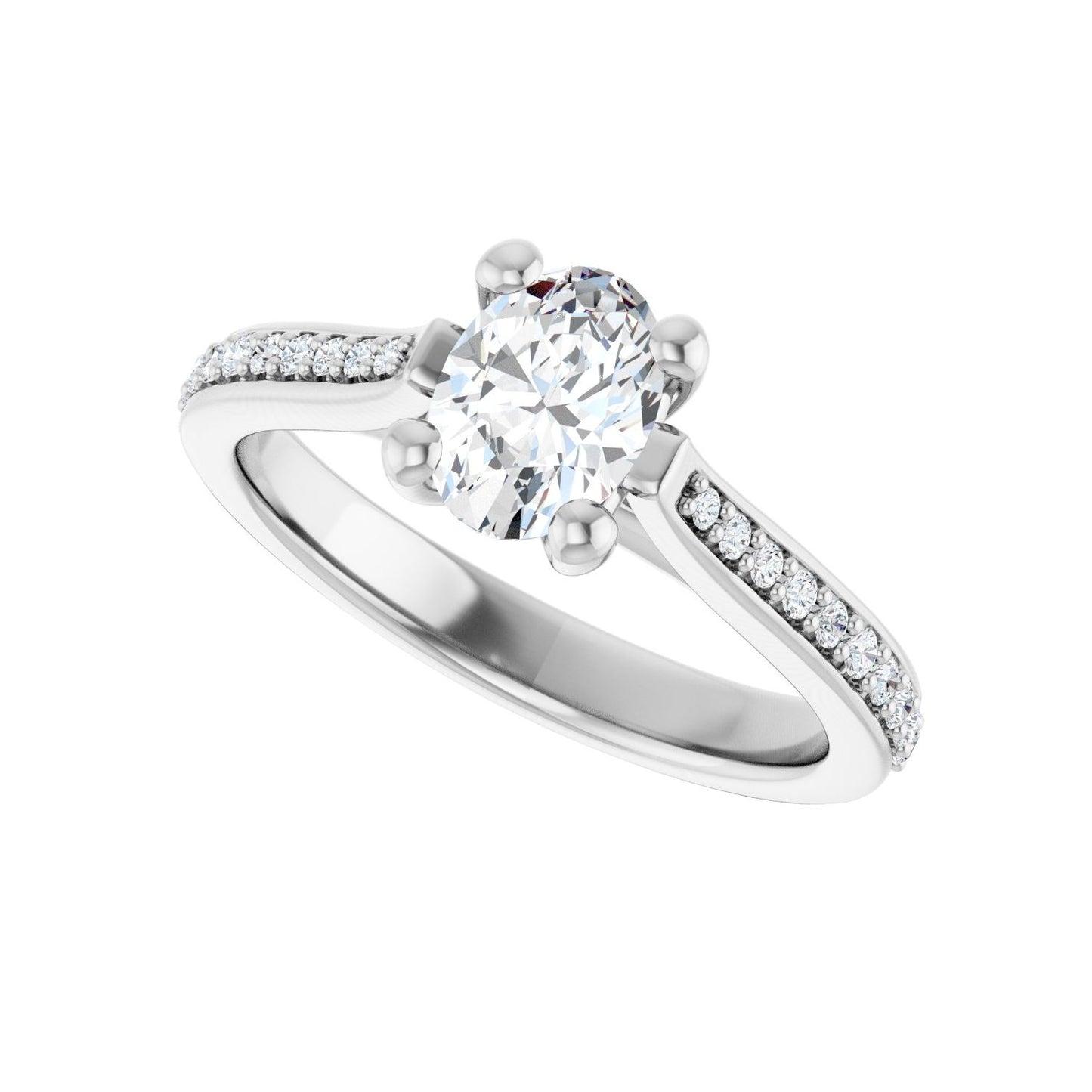 Oval Engagement Ring | Metal Type=14K White Gold | Center Stone Size=1 CT | Image 5