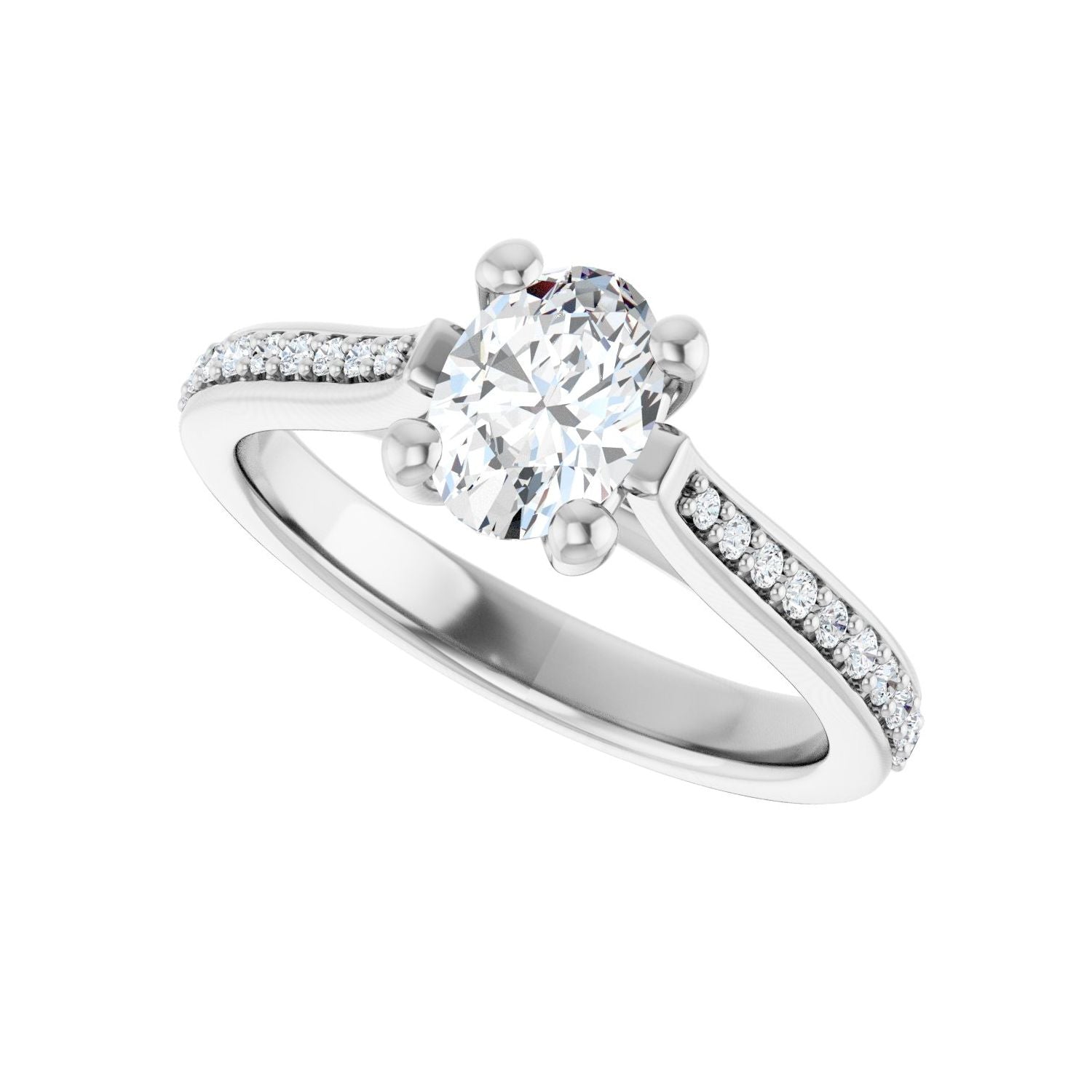 Oval Engagement Ring | Metal Type=14K White Gold | Center Stone Size=1 CT | Image 5