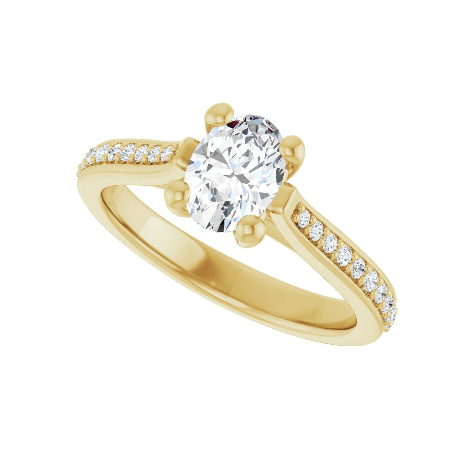 Oval Engagement Ring | Metal Type=14K Yellow Gold | Center Stone Size=1 CT | Image 5