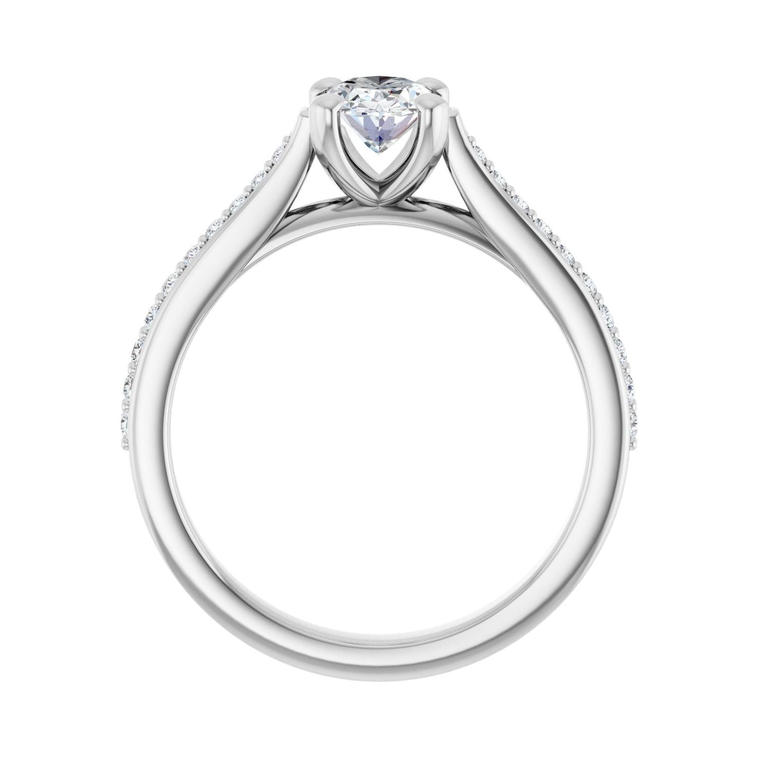 Oval Engagement Ring | Metal Type=14K White Gold | Center Stone Size=1 CT | Image 2