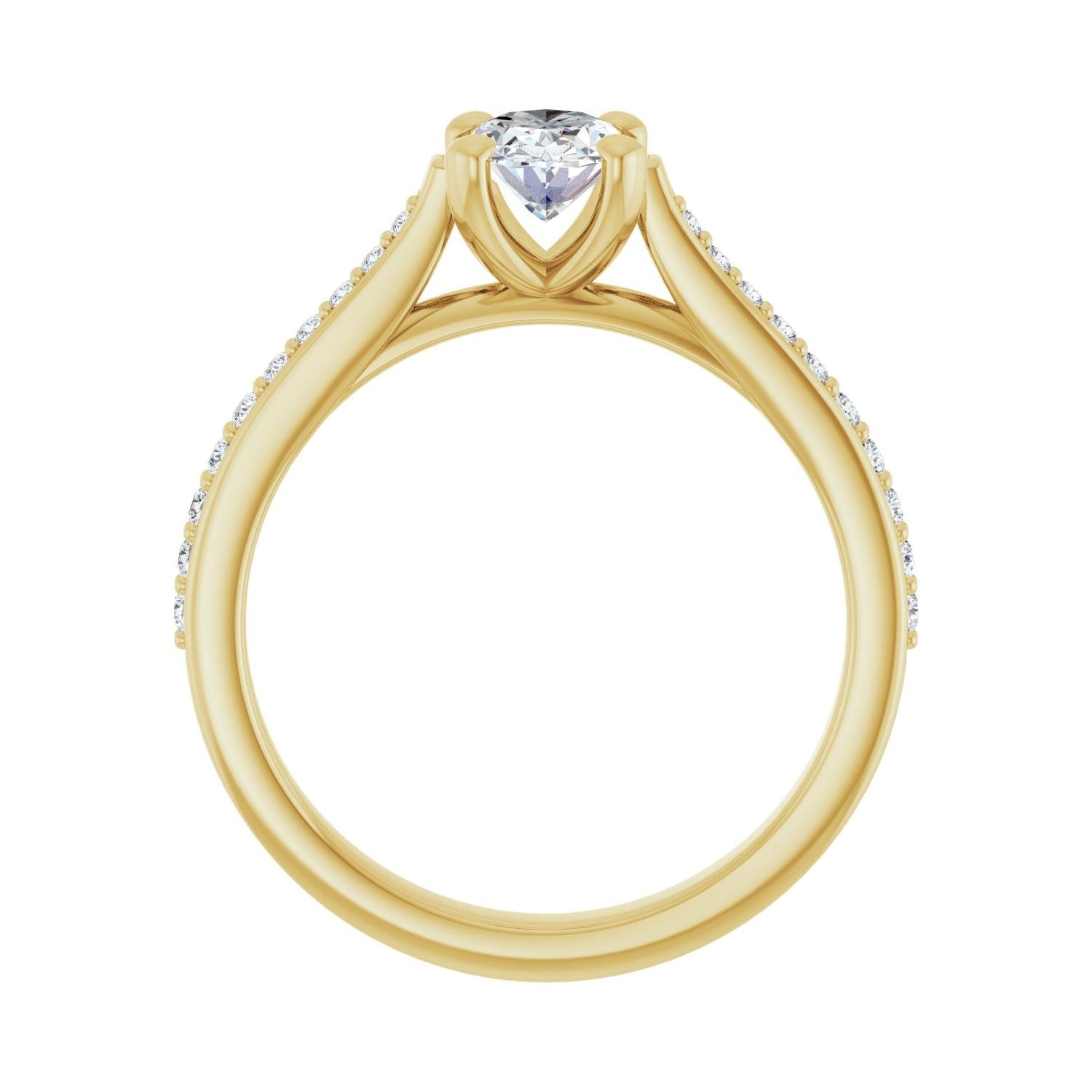 Oval Engagement Ring | Metal Type=14K Yellow Gold | Center Stone Size=1 CT | Image 2